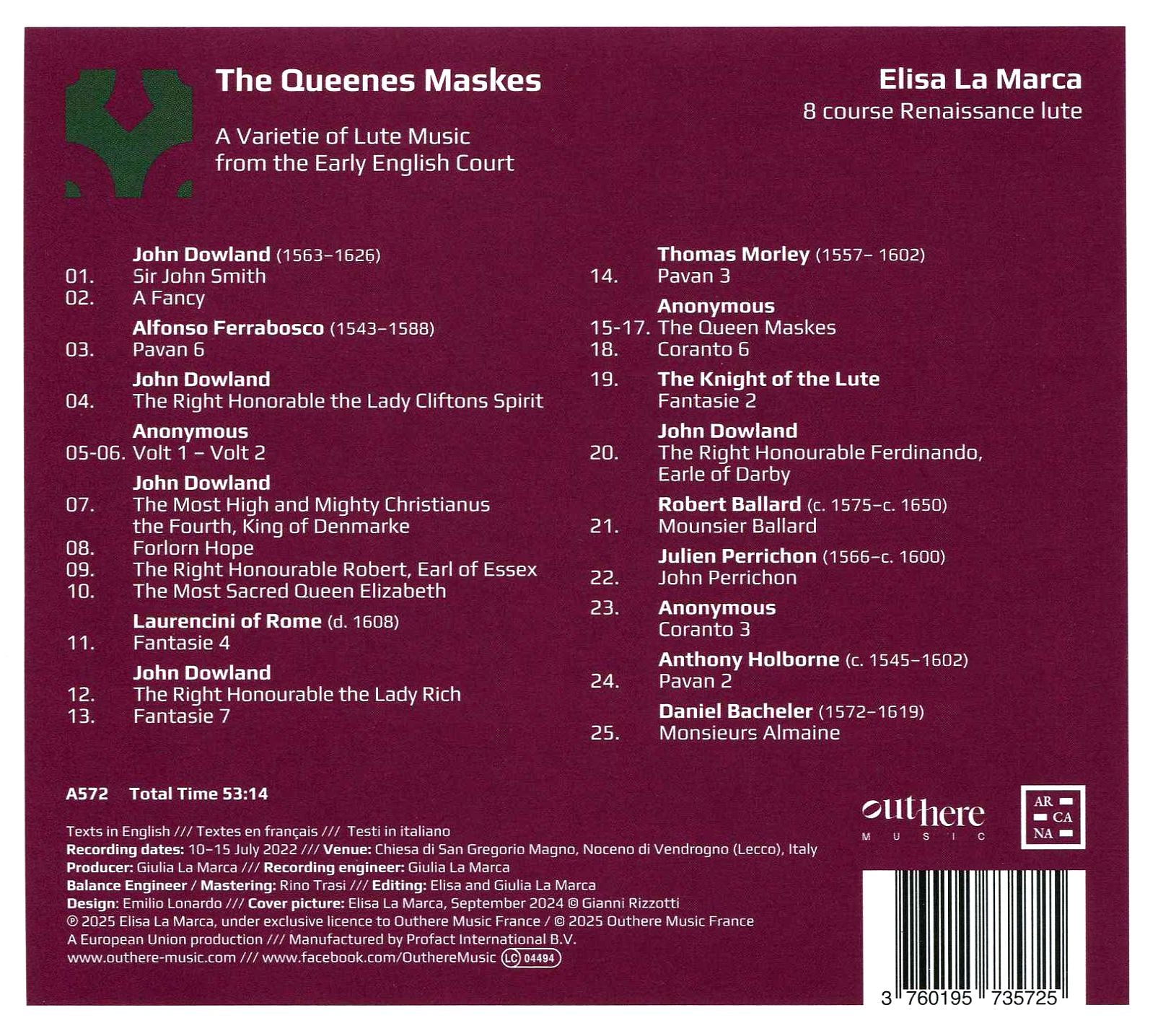 The Queenes Maskes: A Varietie of Lute Music from the Early English Court