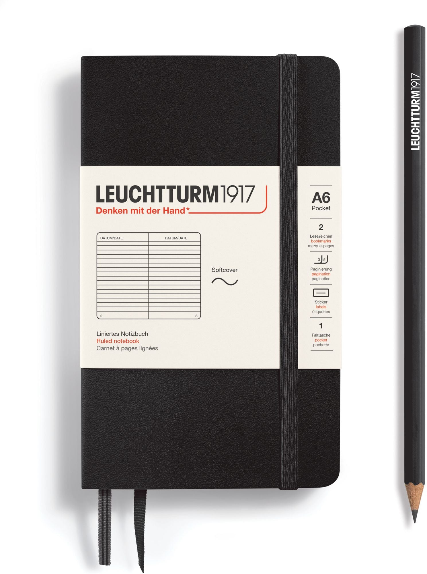 Black, Softcover, Pocket (A6), 123 p., ruled