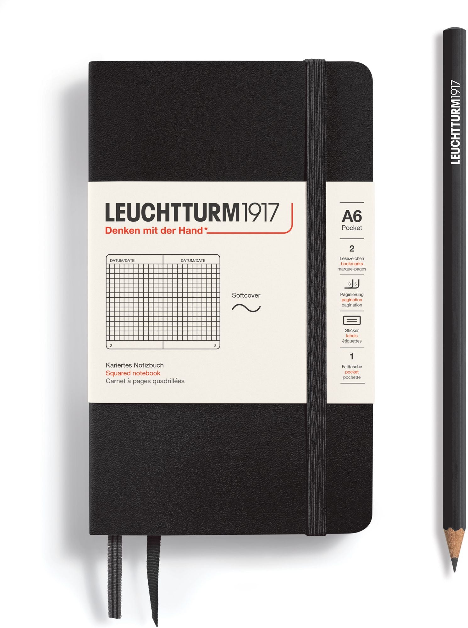 Black, Softcover, Pocket (A6), 123 p., squared