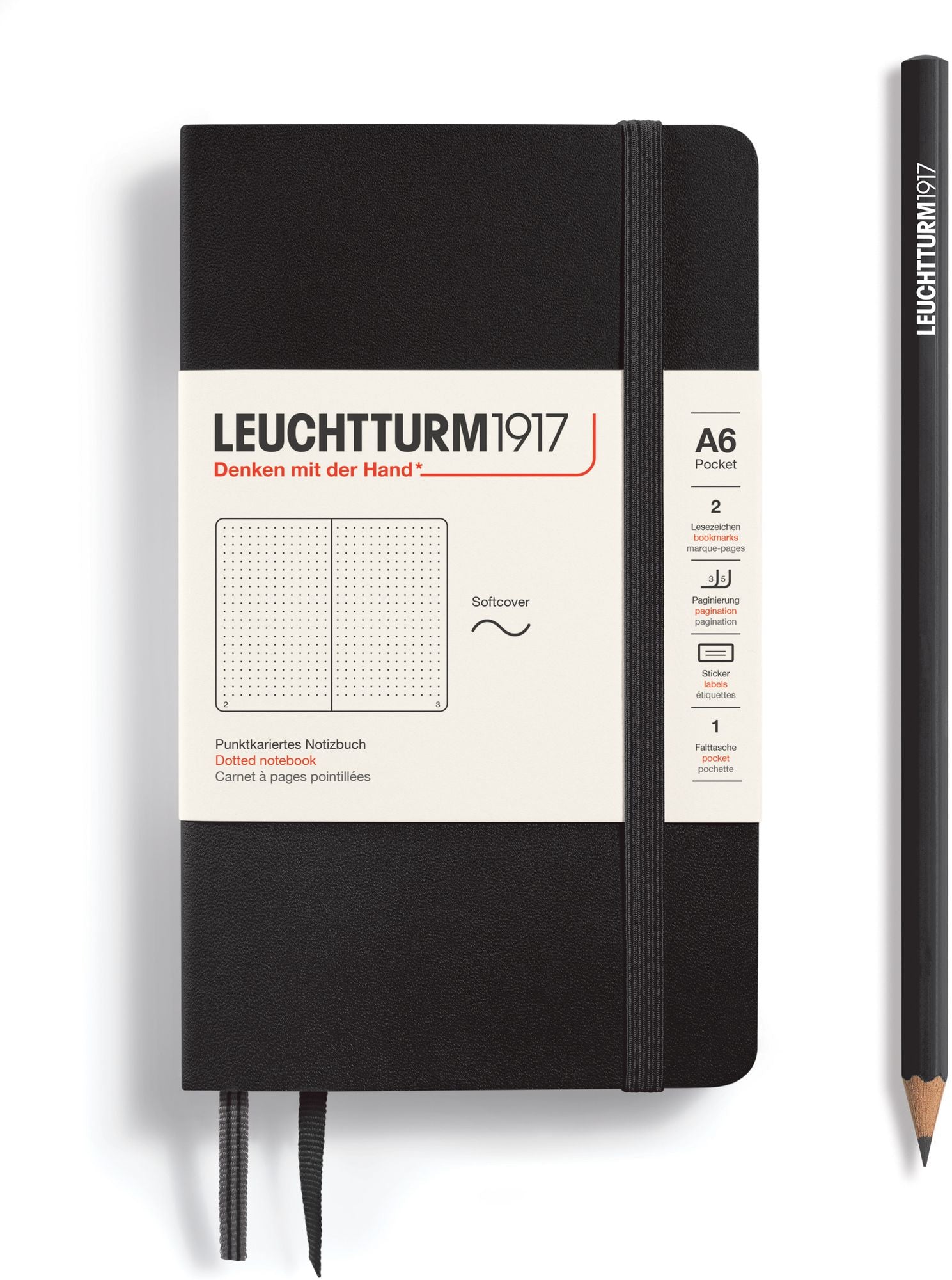 Black, Softcover, Pocket (A6), 123 p., dotted