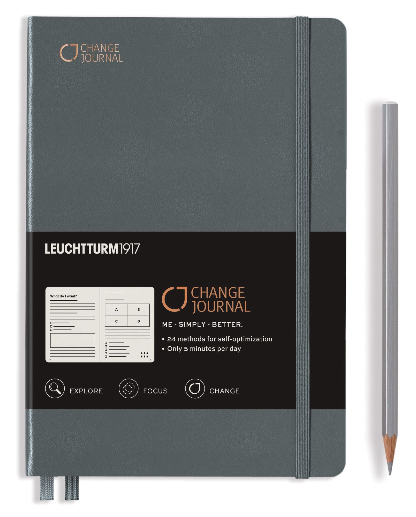 Anthracite, Change Journal, Medium (A5), 100 g/m² paper, English