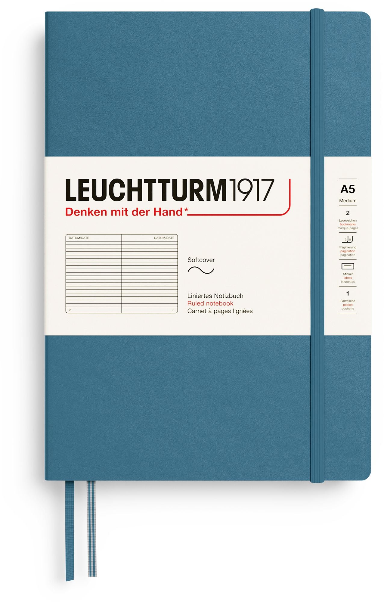 Stone Blue, Softcover, Medium (A5), 123 p., ruled