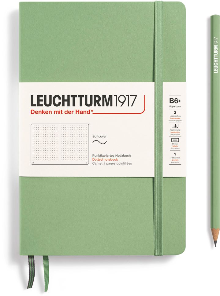 Leuchtturm1917 Sage, Softcover, Paperback (B6+), 123 p., dotted