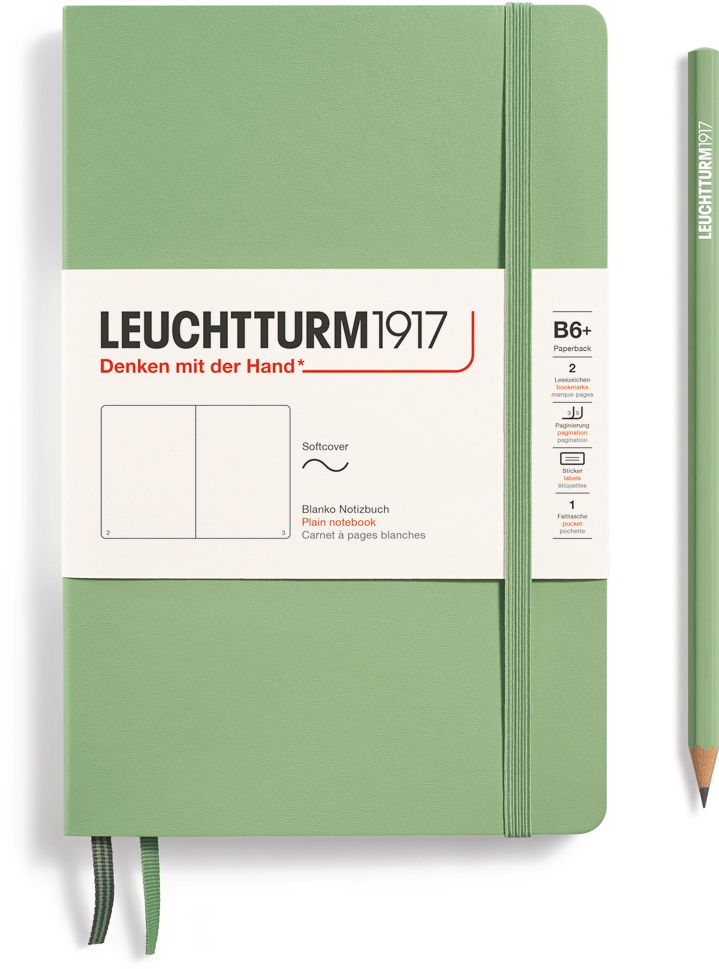 Leuchtturm1917 Sage, Softcover, Paperback (B6+), 123 p., plain