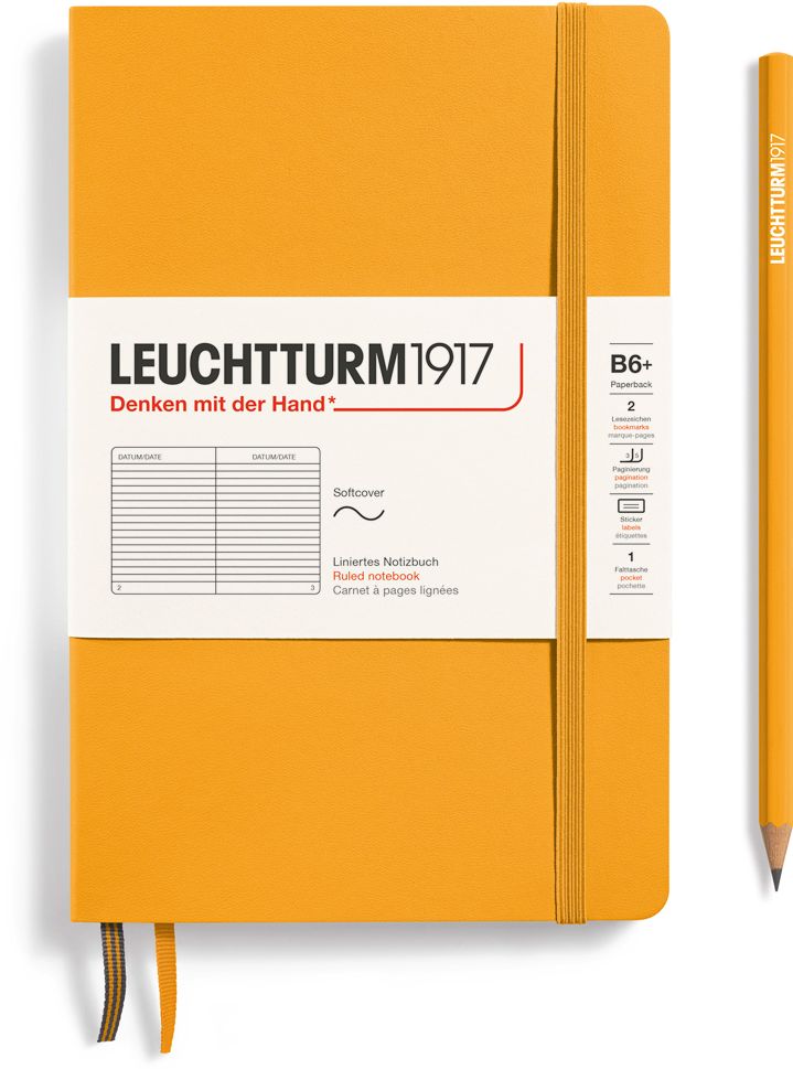 Leuchtturm1917 Rising Sun, Softcover, Paperback (B6+), 123 p., ruled