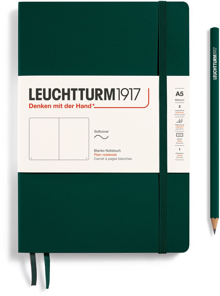 Leuchtturm1917 Forest Green, Softcover, Medium (A5), 123 p., plain