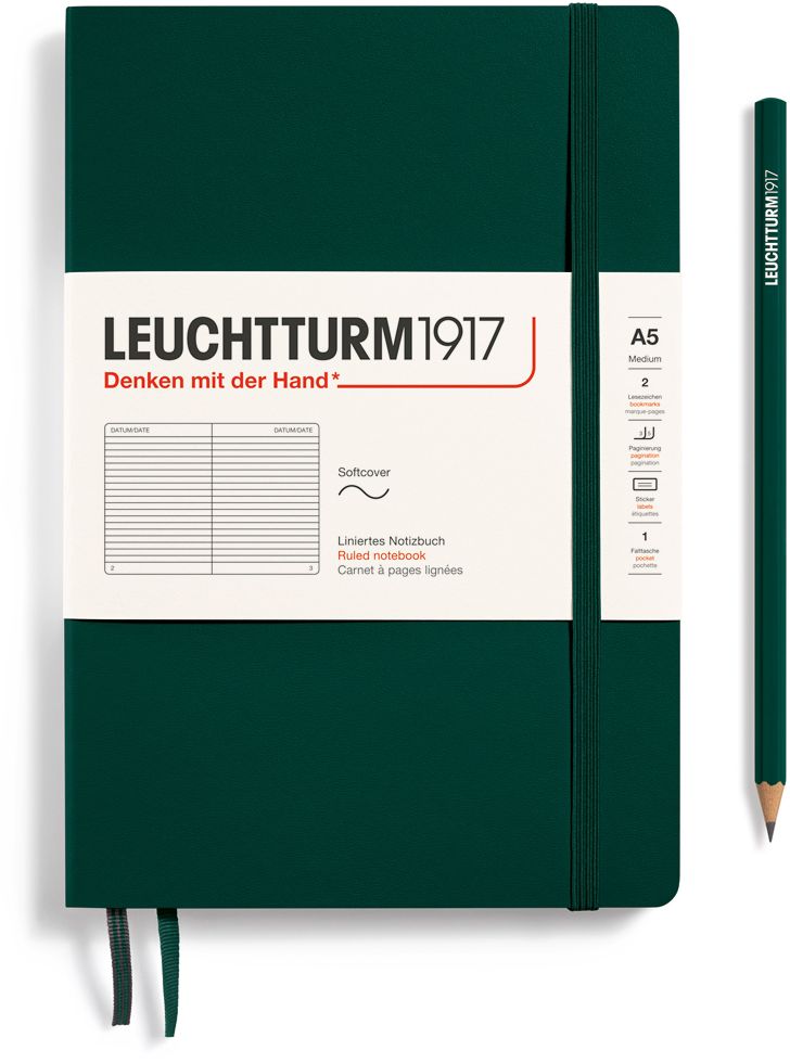 Leuchtturm1917 Forest Green, Softcover, Medium (A5), 123 p., ruled