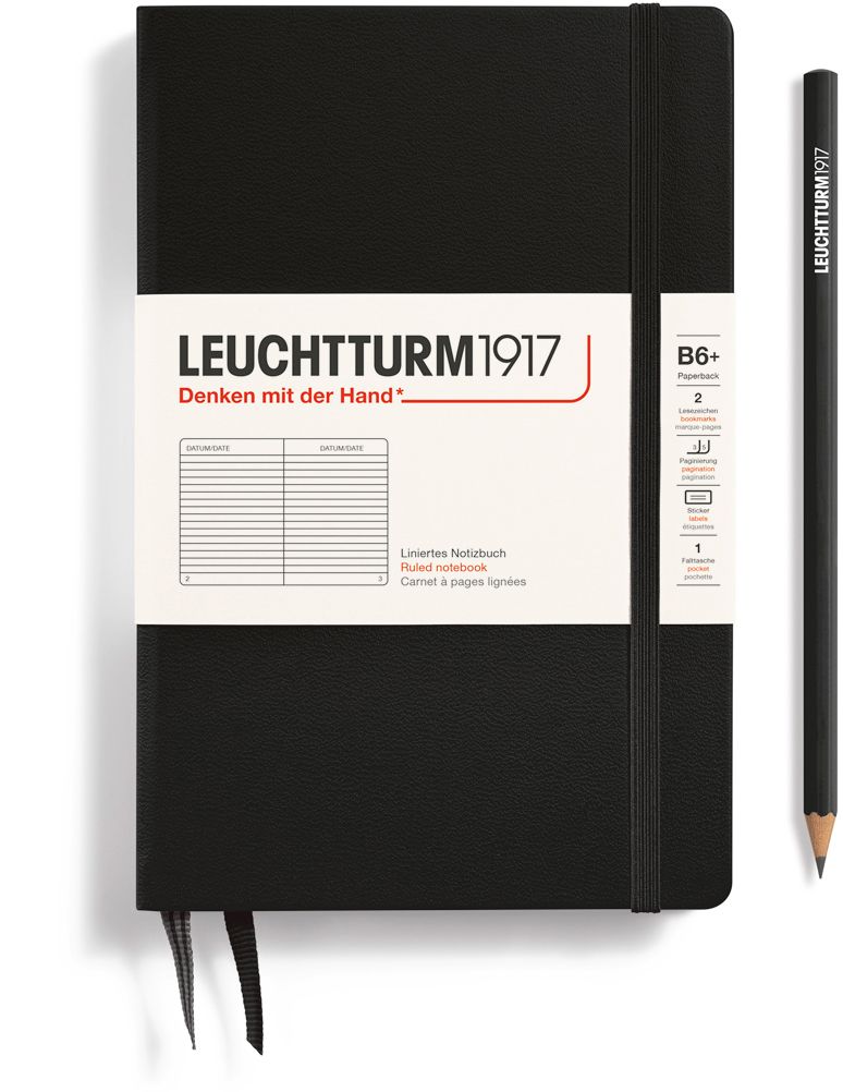 Black, Hardcover (B6+) Notebook, 219 p., ruled