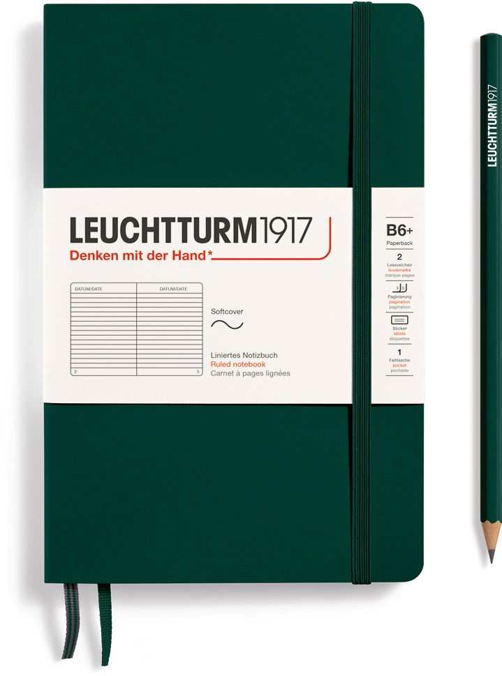 Leuchtturm1917 Forest Green, Softcover, Paperback (B6+), 123 p., ruled