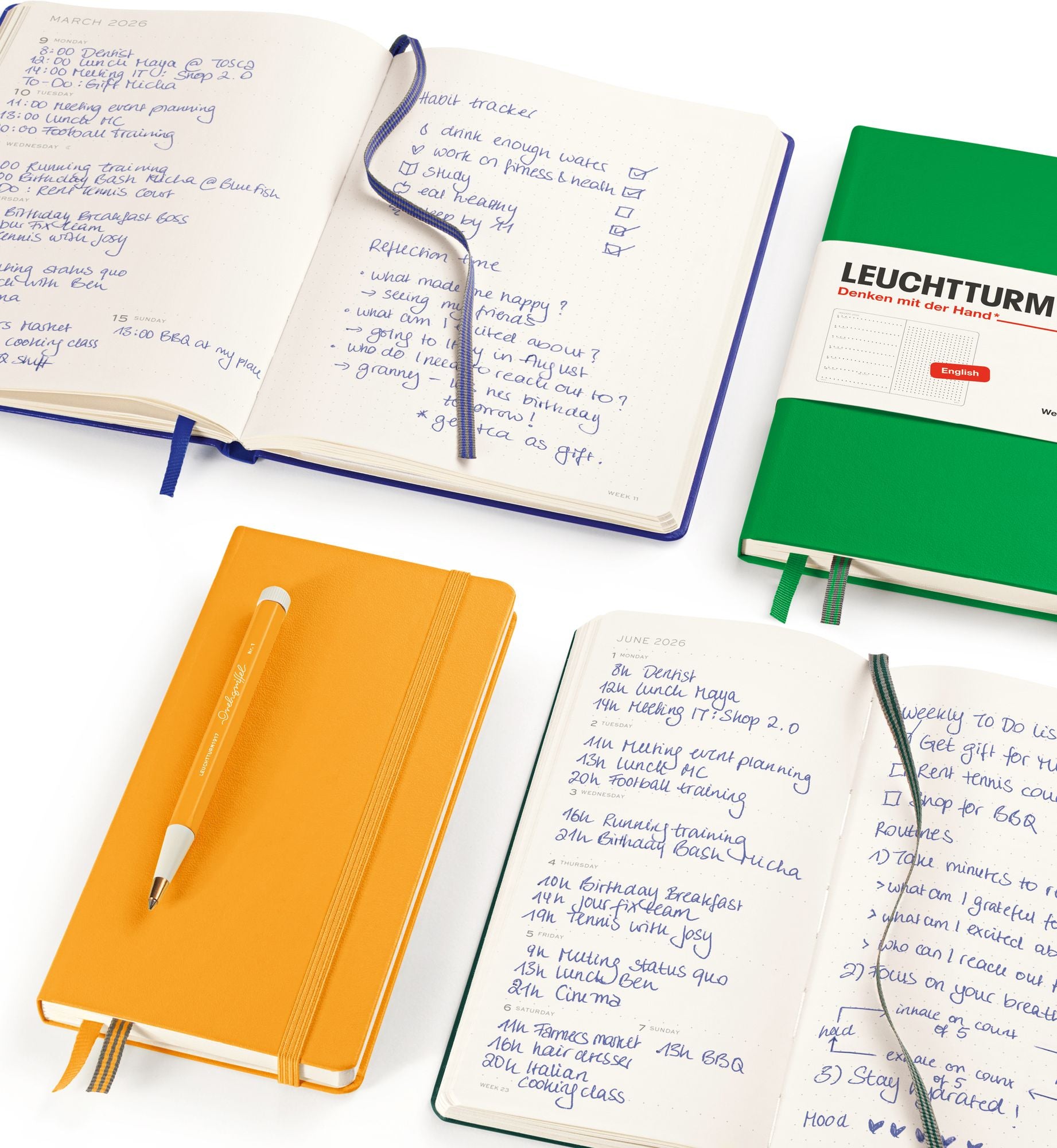 2026 Forest Green Weekly Planner & Notebook Dotted Wallet