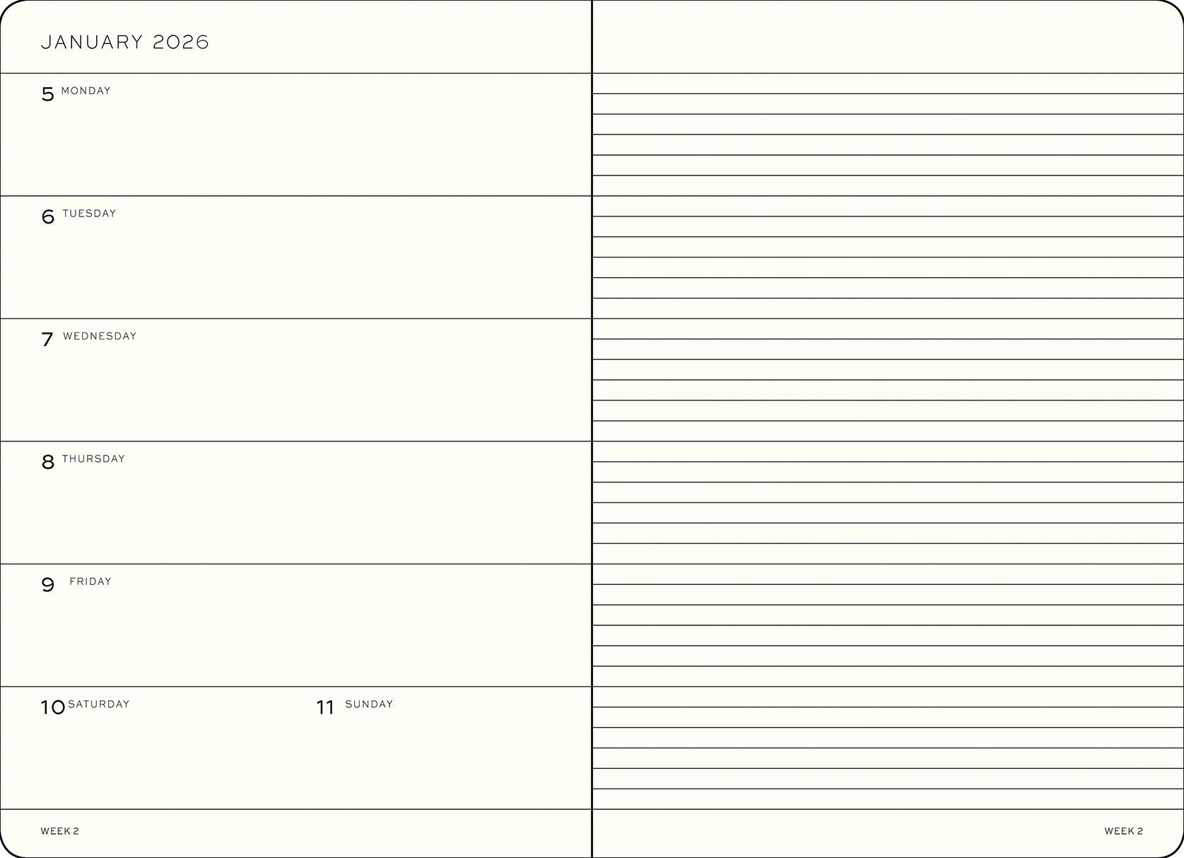 2026-2027 Leuchtturm Weekly Planner & Notebook Medium (A5) Sunflower, 18 Months, Softcover