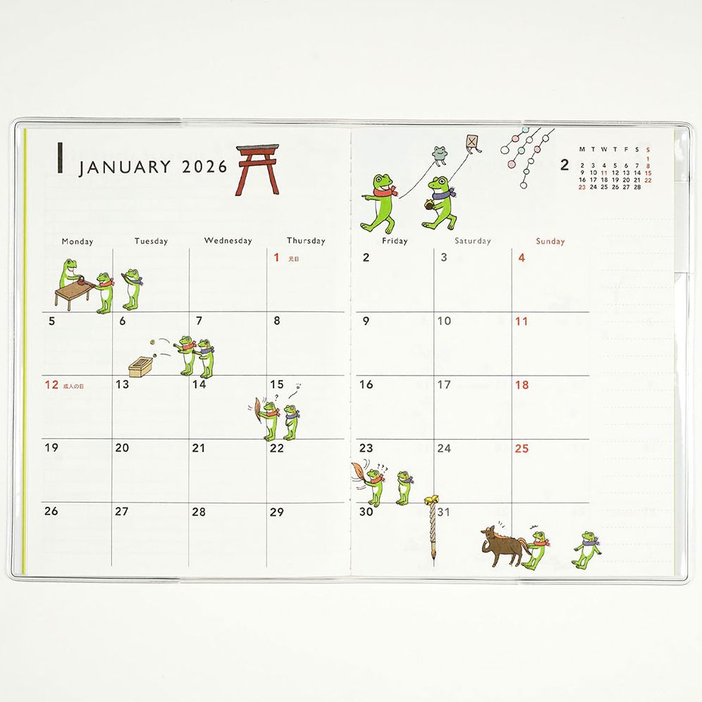 2026 Schedule Diary - FROG TIME A6 Calendar/Memo/Pen Holder