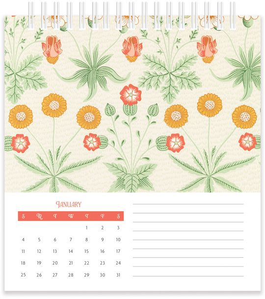 2026 William Morris Desk Calendar