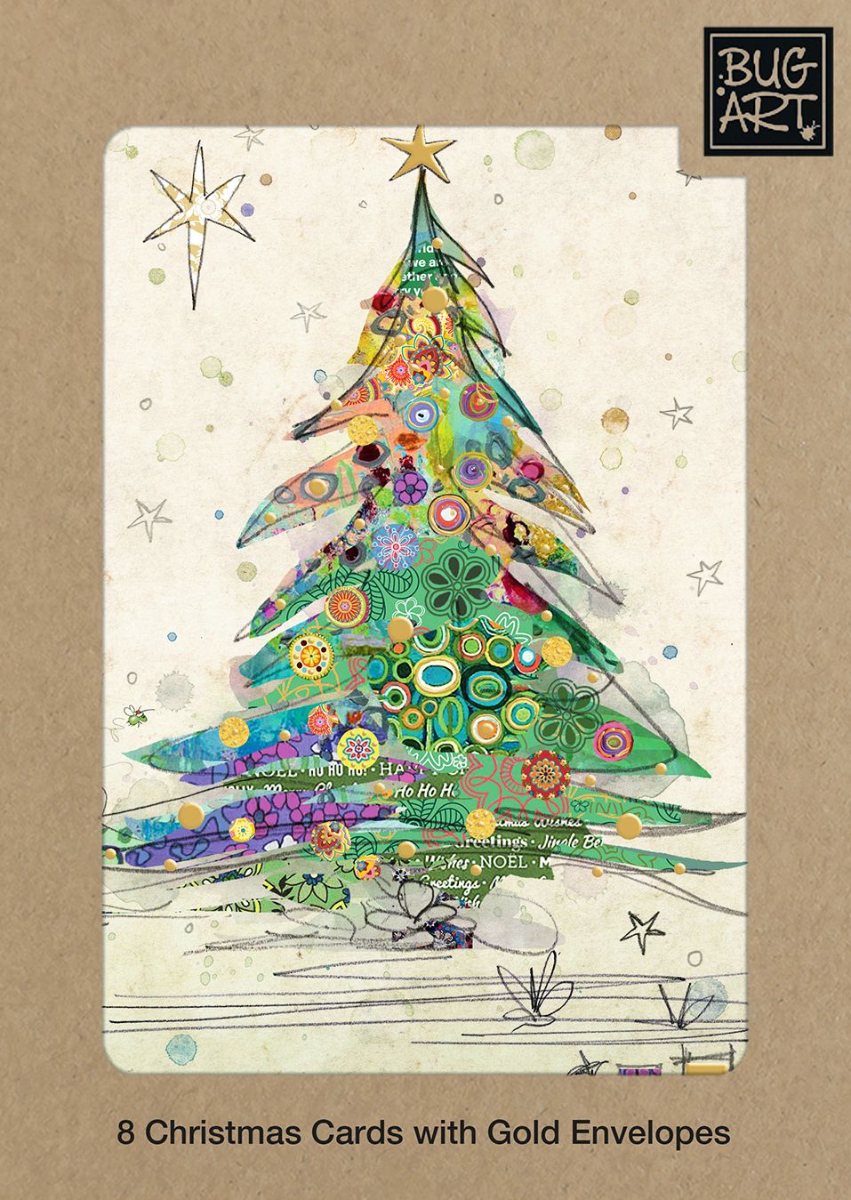 Painted Christmas Tree Bug Art Boxed Set of 8