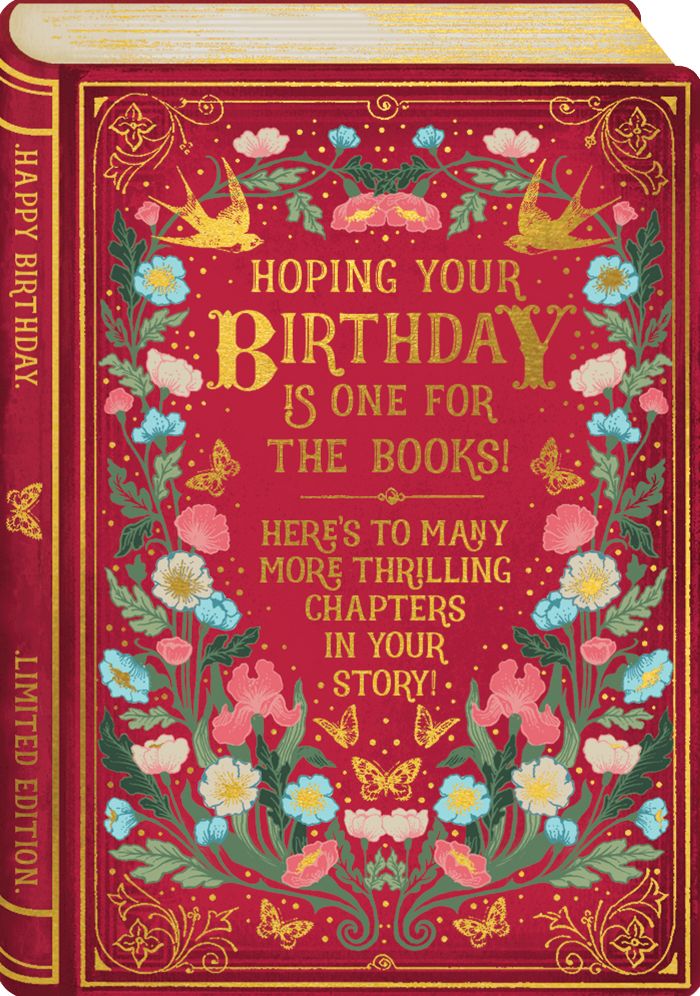 Floral Book Mini Birthday Card