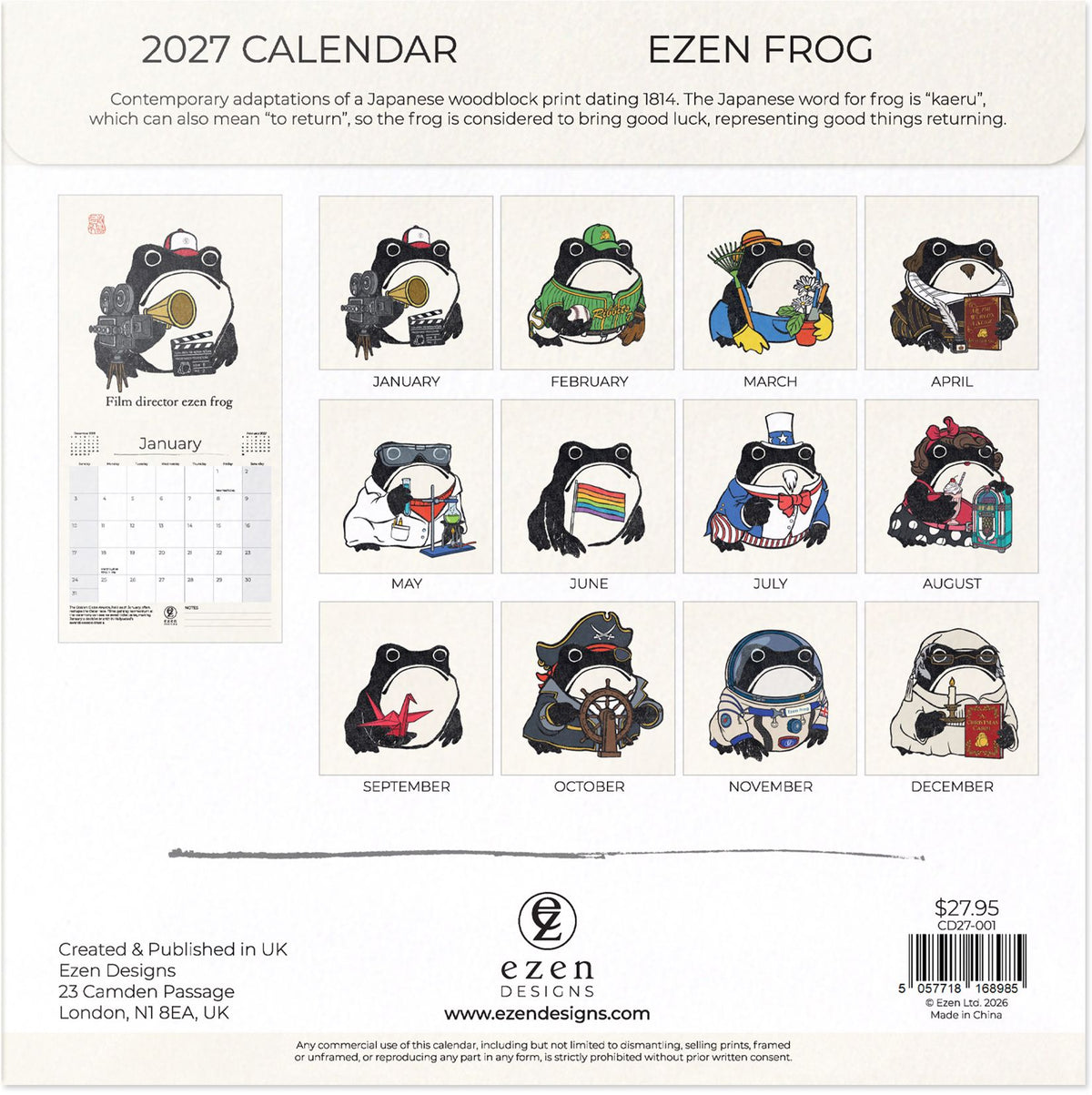 2027 Ezen Frog Wall Calendar