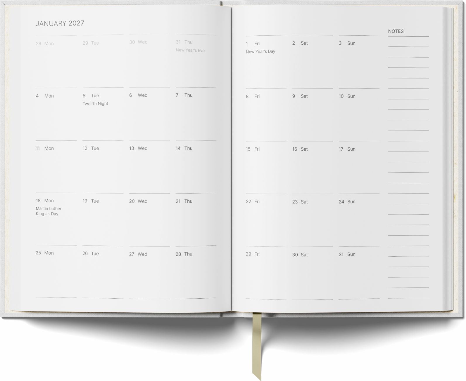 2027 Weekly Planner - Espresso & Blue