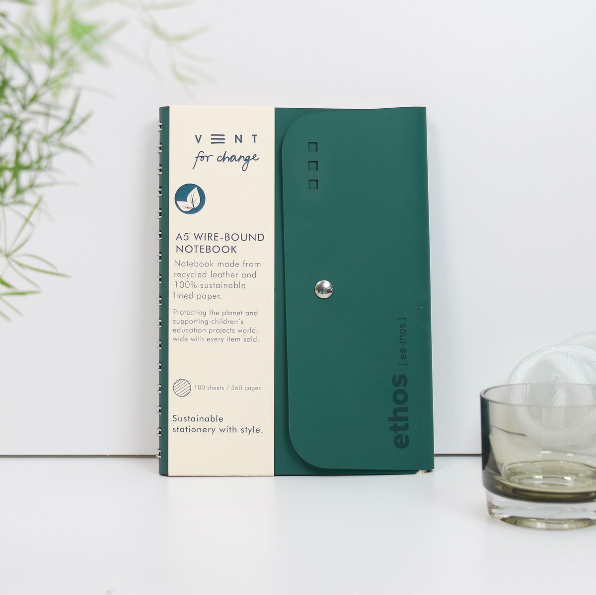 LUXURY COLLECTION ETHOS A5 Large format Wirebound Lined Notebook Emerald Green