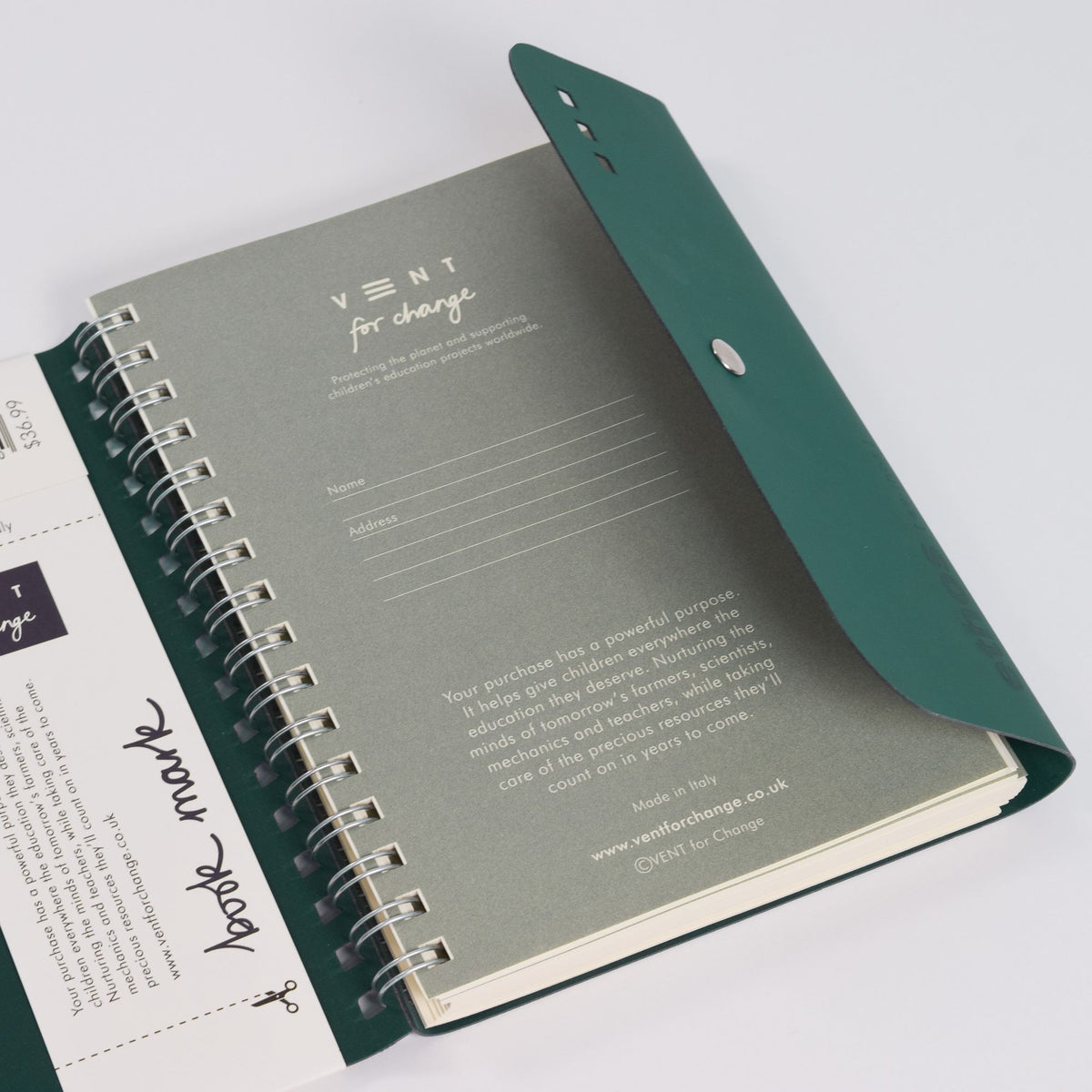 LUXURY COLLECTION ETHOS A5 Large format Wirebound Lined Notebook Emerald Green