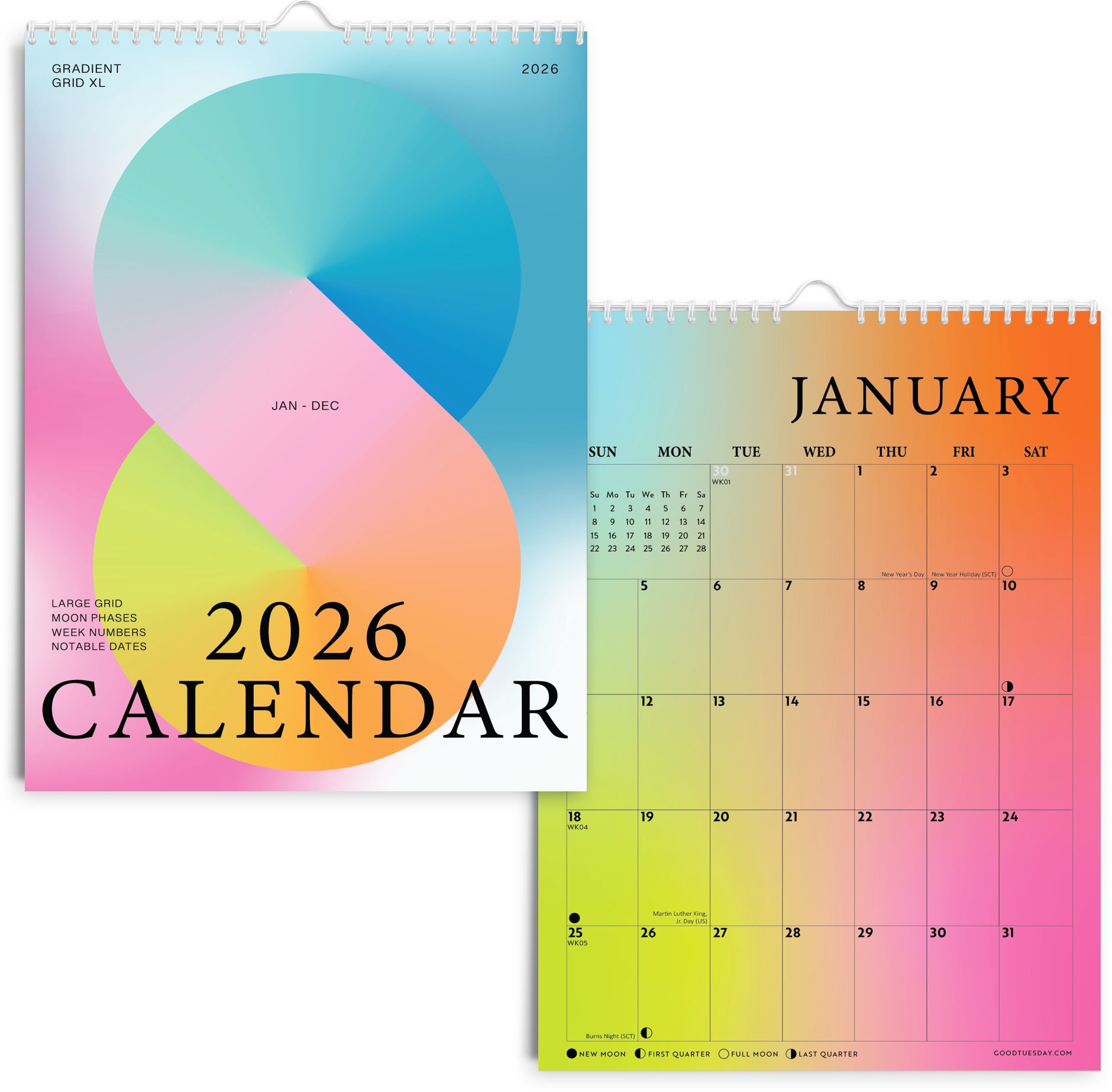 2026 Gradient Grid A3 Calendar