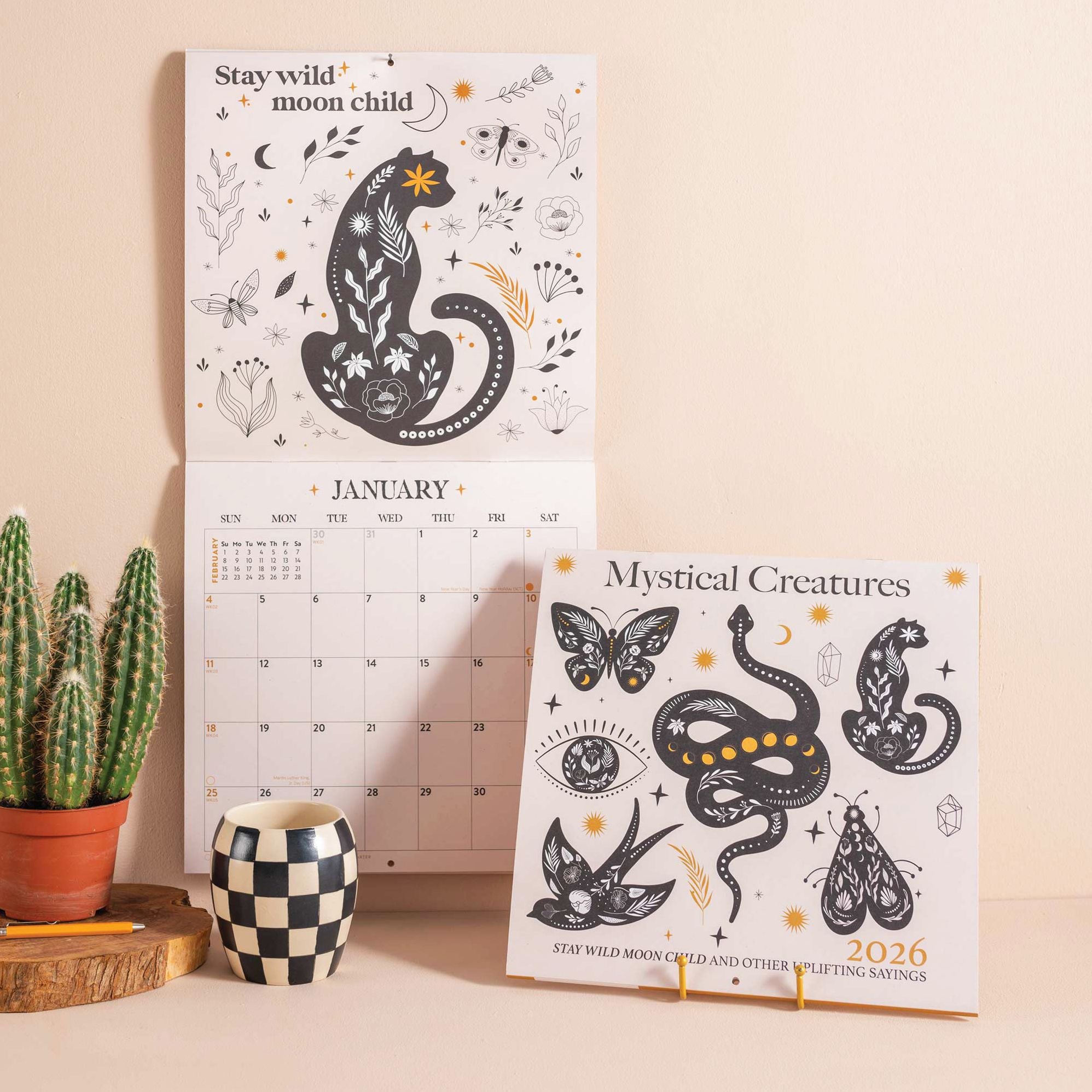 2026 Mystical Creatures Large Grid Art Calendar