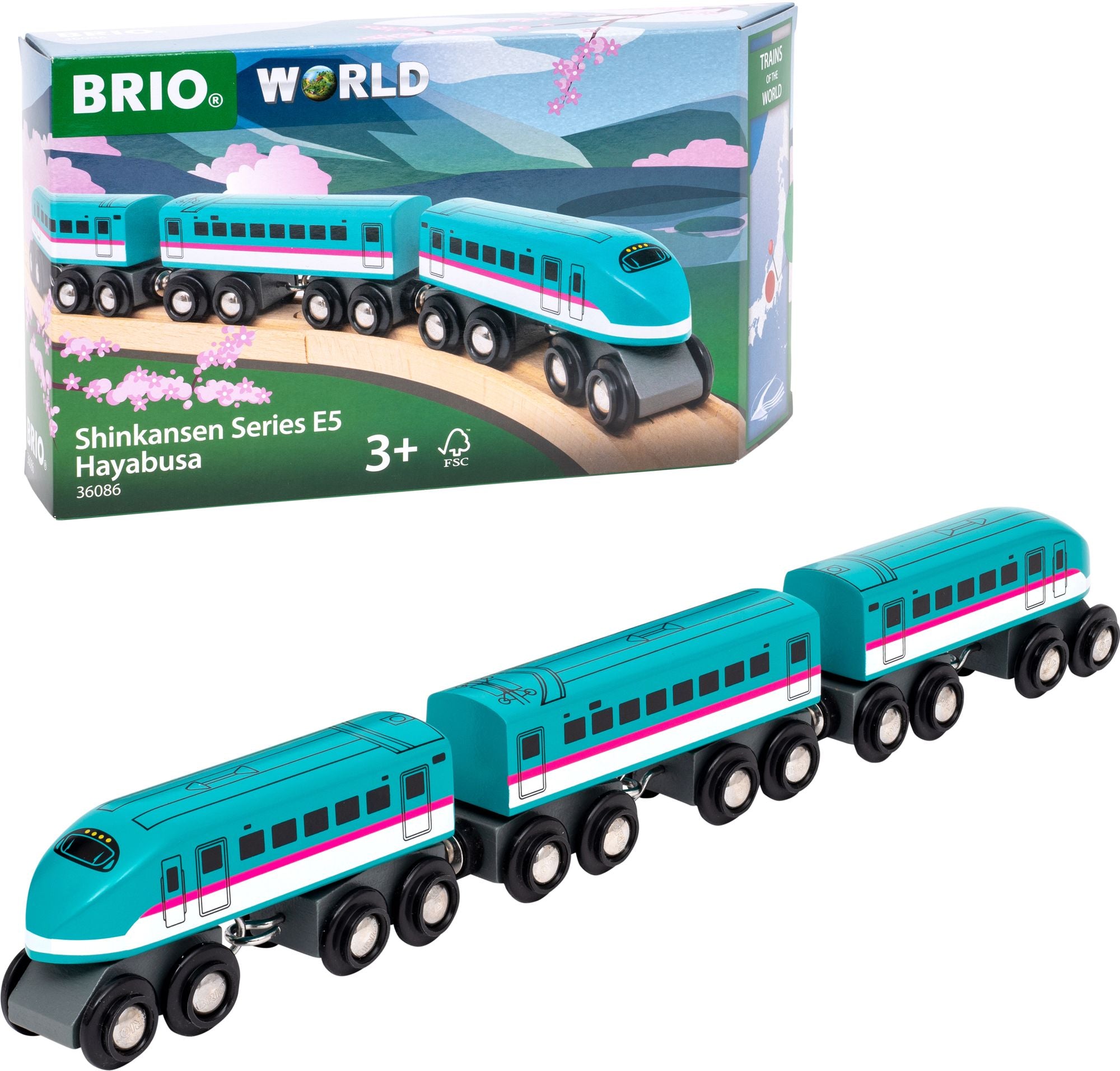 BRIO World Wooden Railway Train Set Shinkansen Hayabusa Set