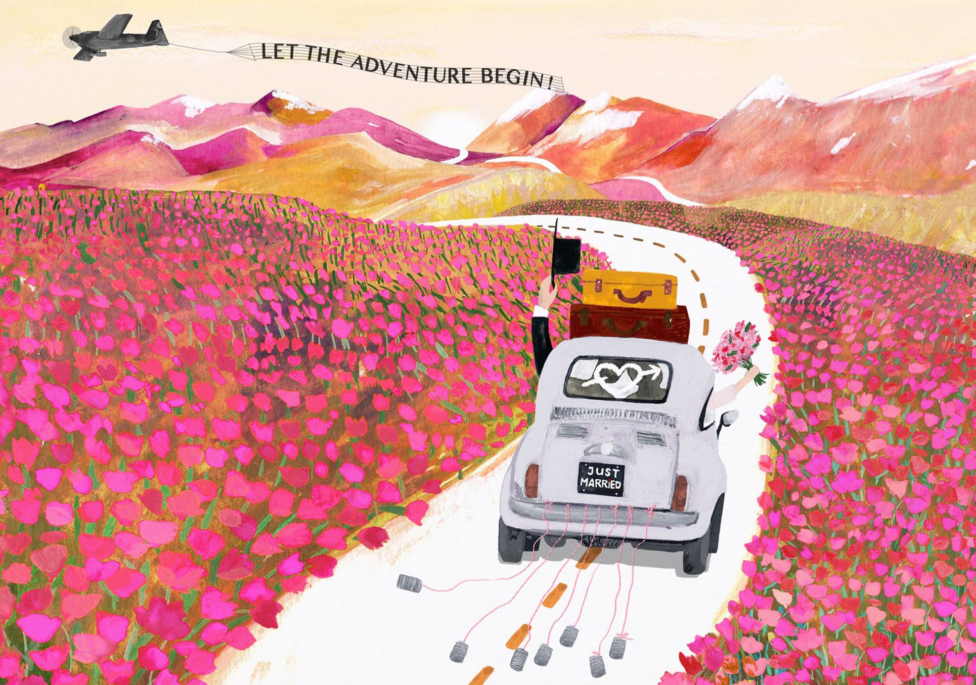 Wedding Greeting Card Car