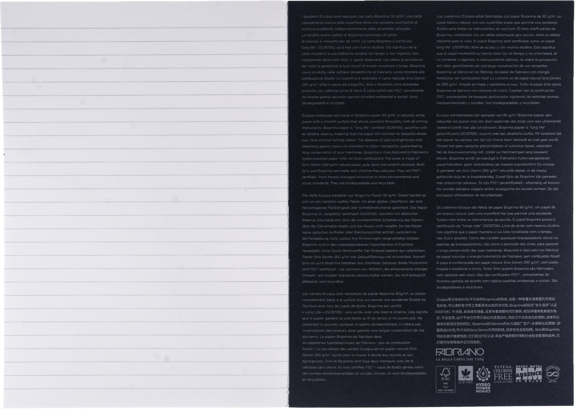 Ecoqua Plus Journal, A5, Glue-Bound, Lined, Navy