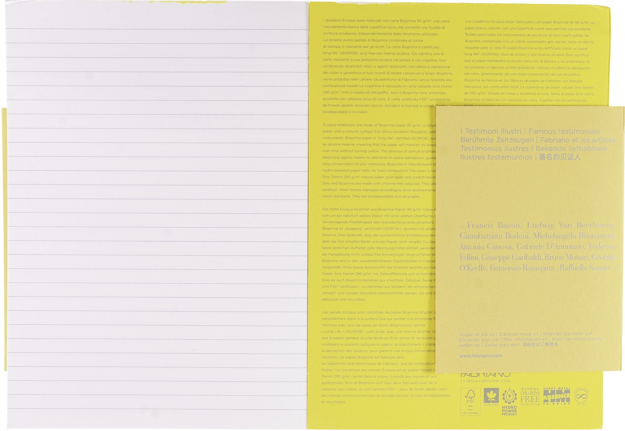 Ecoqua Plus Journal, A5, Glue-Bound, Lined, Yellow