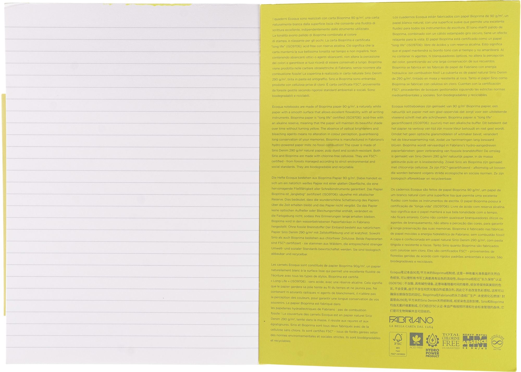 Ecoqua Plus Journal, A5, Glue-Bound, Lined, Yellow
