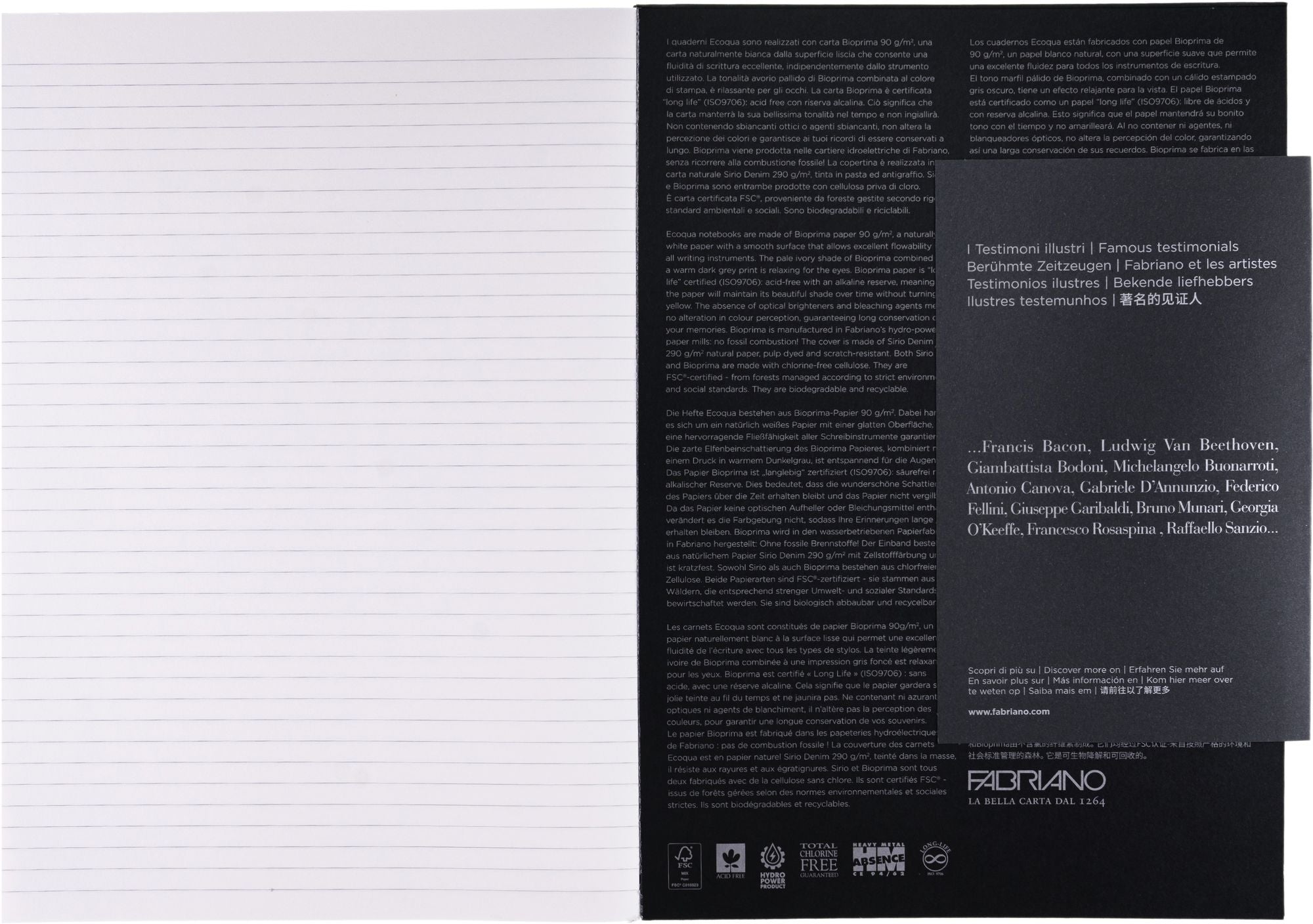 Ecoqua Plus Journal, A4, Glue-Bound, Lined, Black