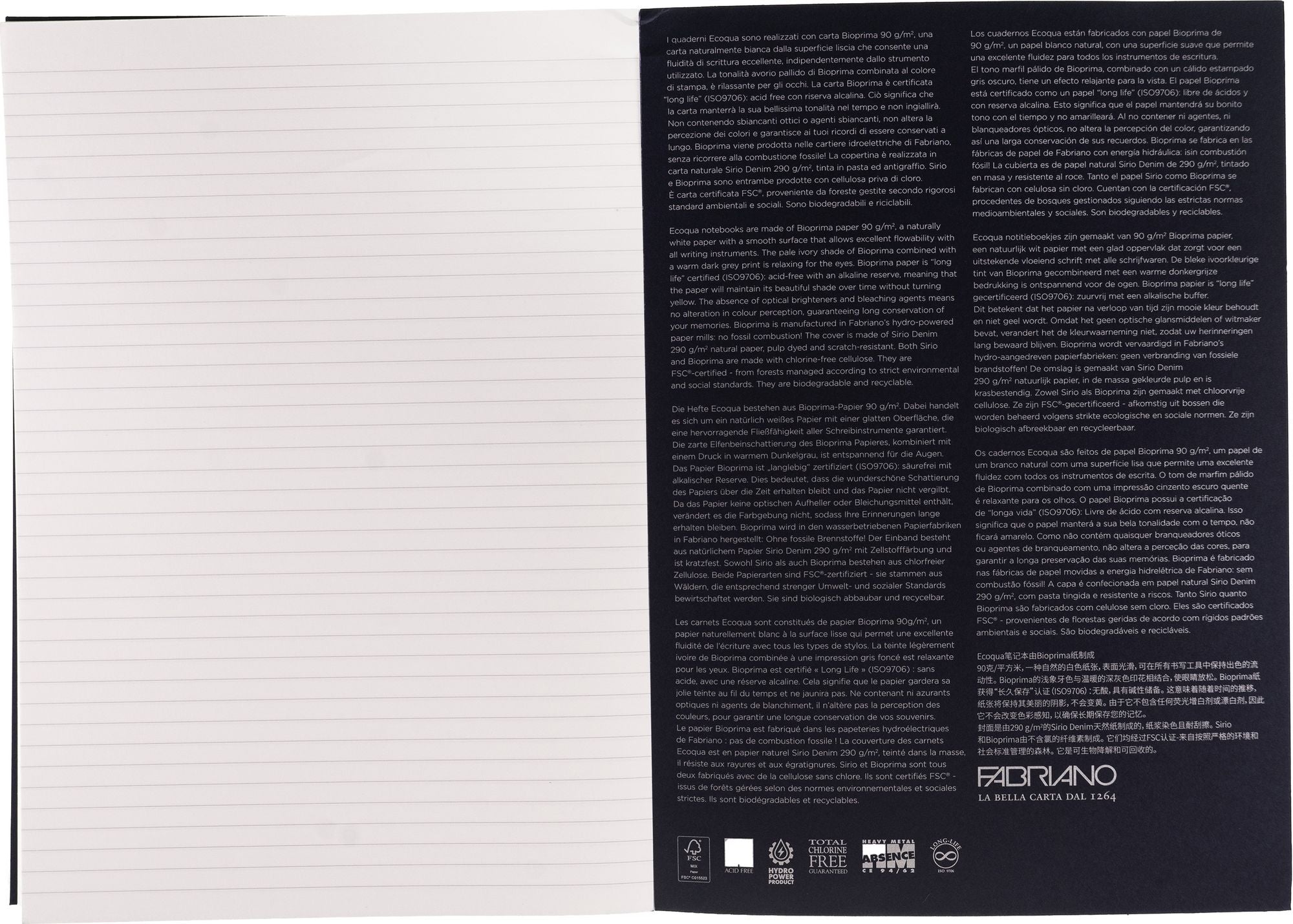 Ecoqua Plus Journal, A4, Glue-Bound, Lined, Navy