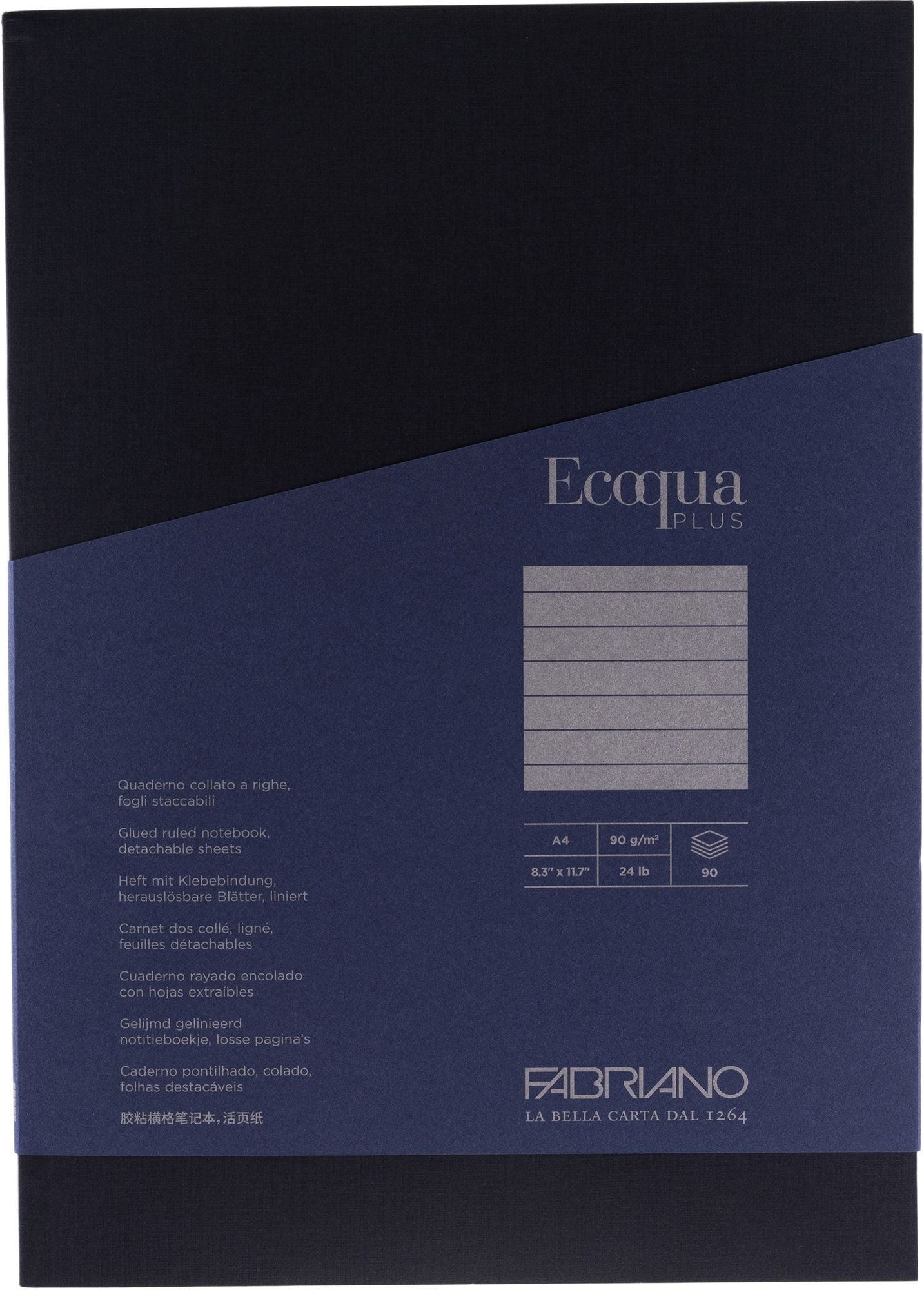 Ecoqua Plus Journal, A4, Glue-Bound, Lined, Navy