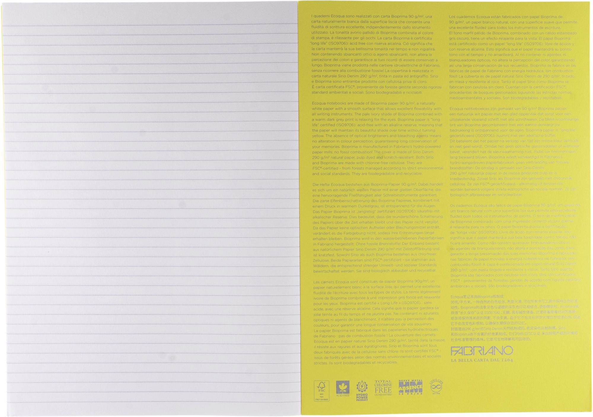 Ecoqua Plus Journal, A4, Glue-Bound, Lined, Yellow