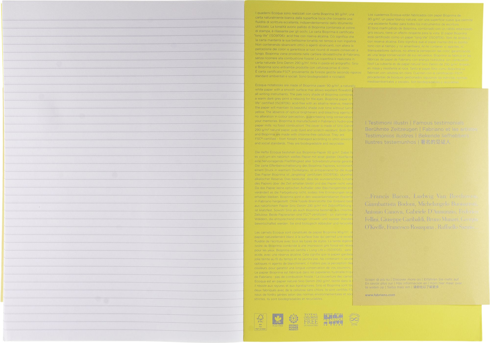 Ecoqua Plus Journal, A4, Glue-Bound, Lined, Yellow