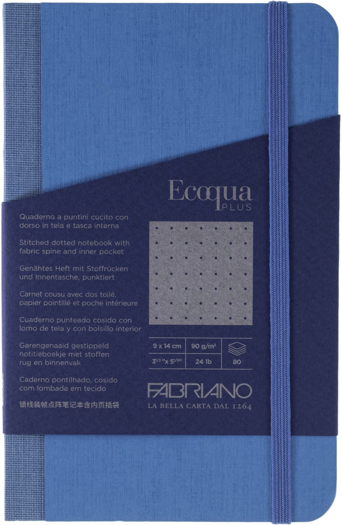 Ecoqua Plus Journal, 3.5 x 5.5, Fabric-Bound, Dotted, Turquoise