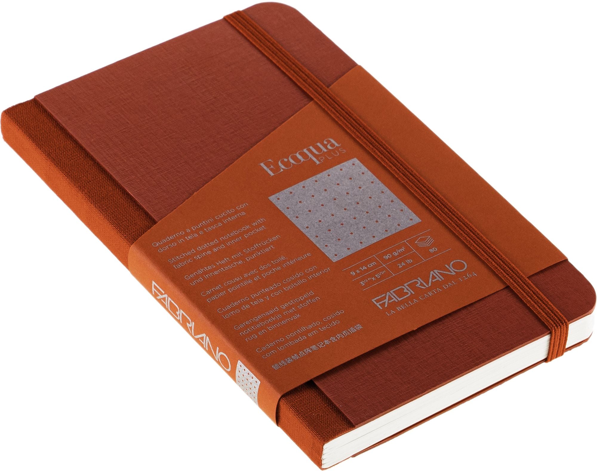 Ecoqua Plus Journal, 3.5 x 5.5, Fabric-Bound, Dotted, Red