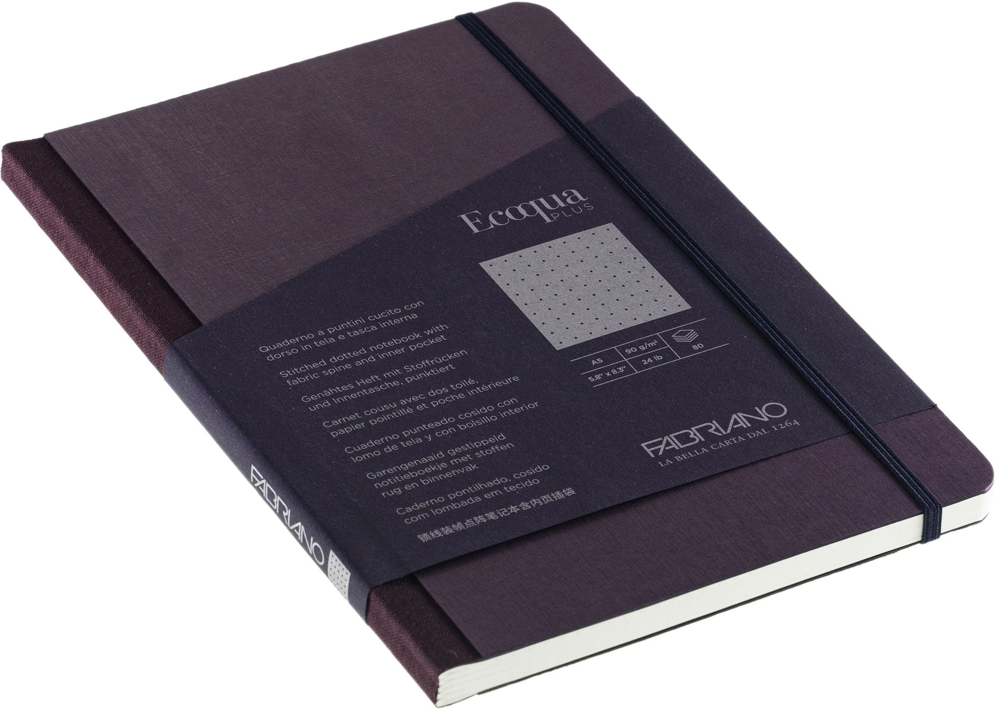 Ecoqua Plus Journal, A5, Fabric-Bound, Dotted, Wine