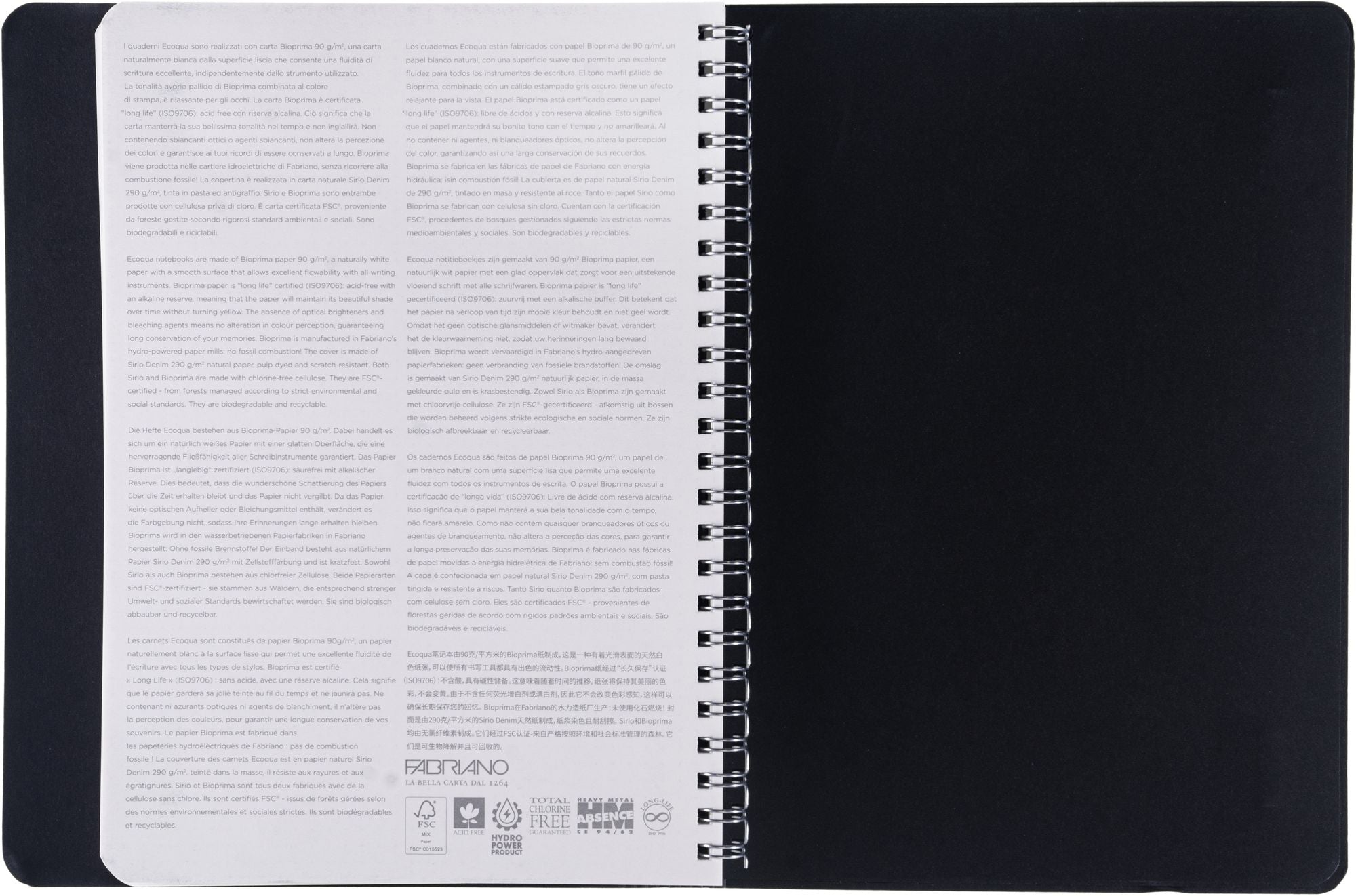 Ecoqua Plus Journal, A5, Hidden Spiral-Bound, Dotted, Black