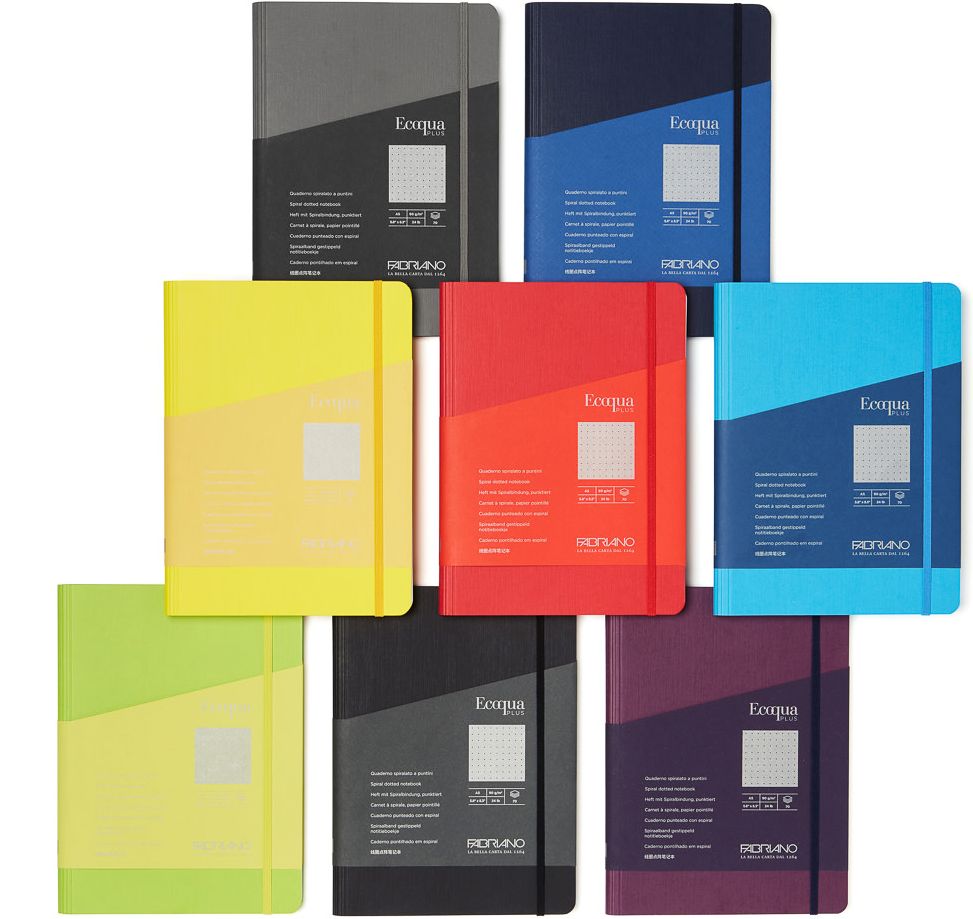 Ecoqua Plus Journal, A5, Hidden Spiral-Bound, Dotted, Black