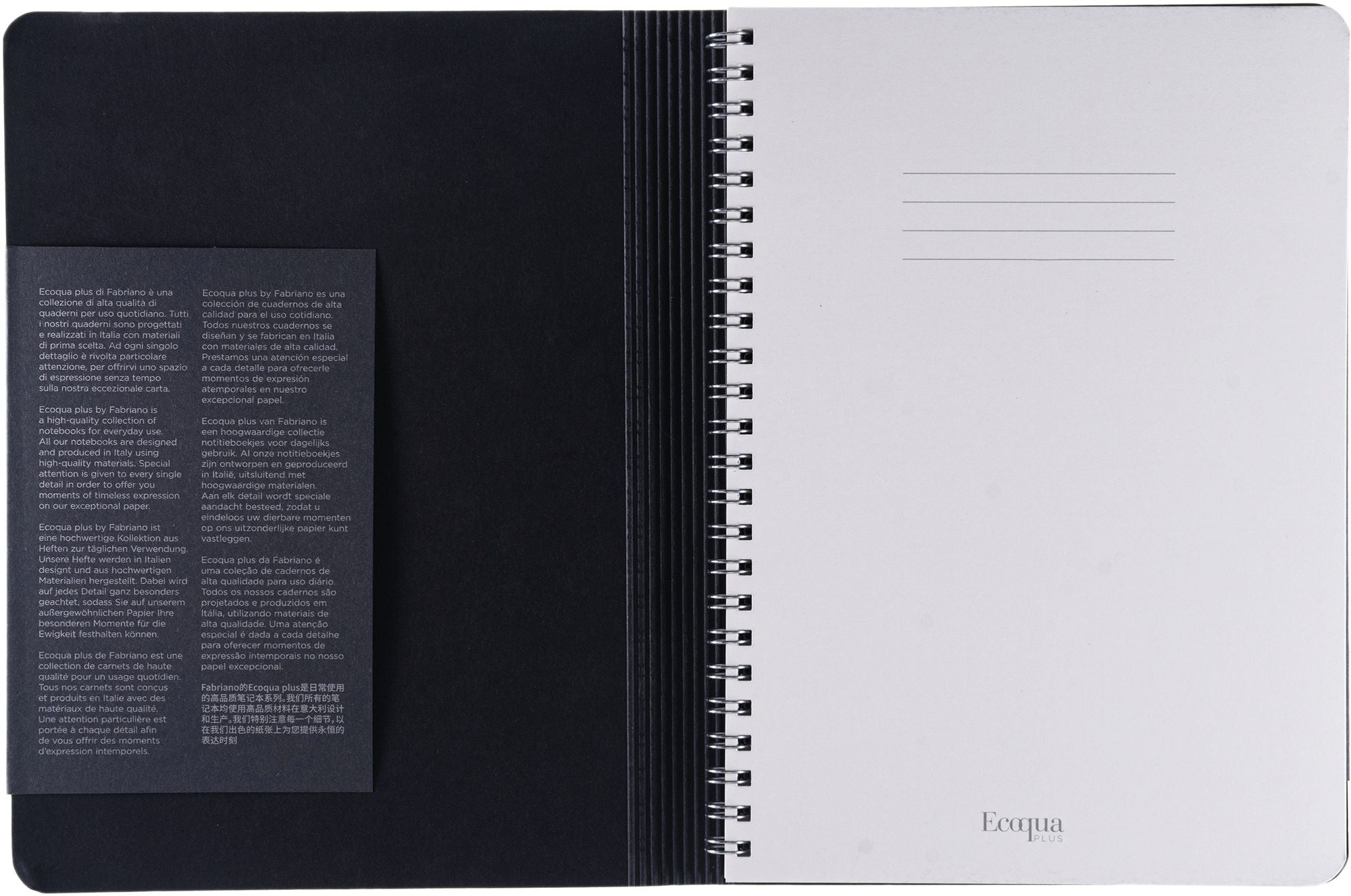 Ecoqua Plus Journal, A5, Hidden Spiral-Bound, Dotted, Black