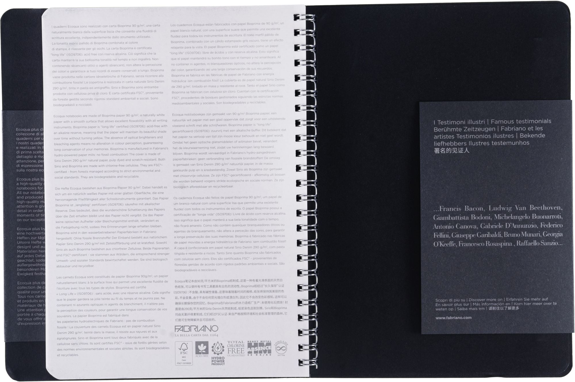 Ecoqua Plus Journal, A5, Hidden Spiral-Bound, Dotted, Black