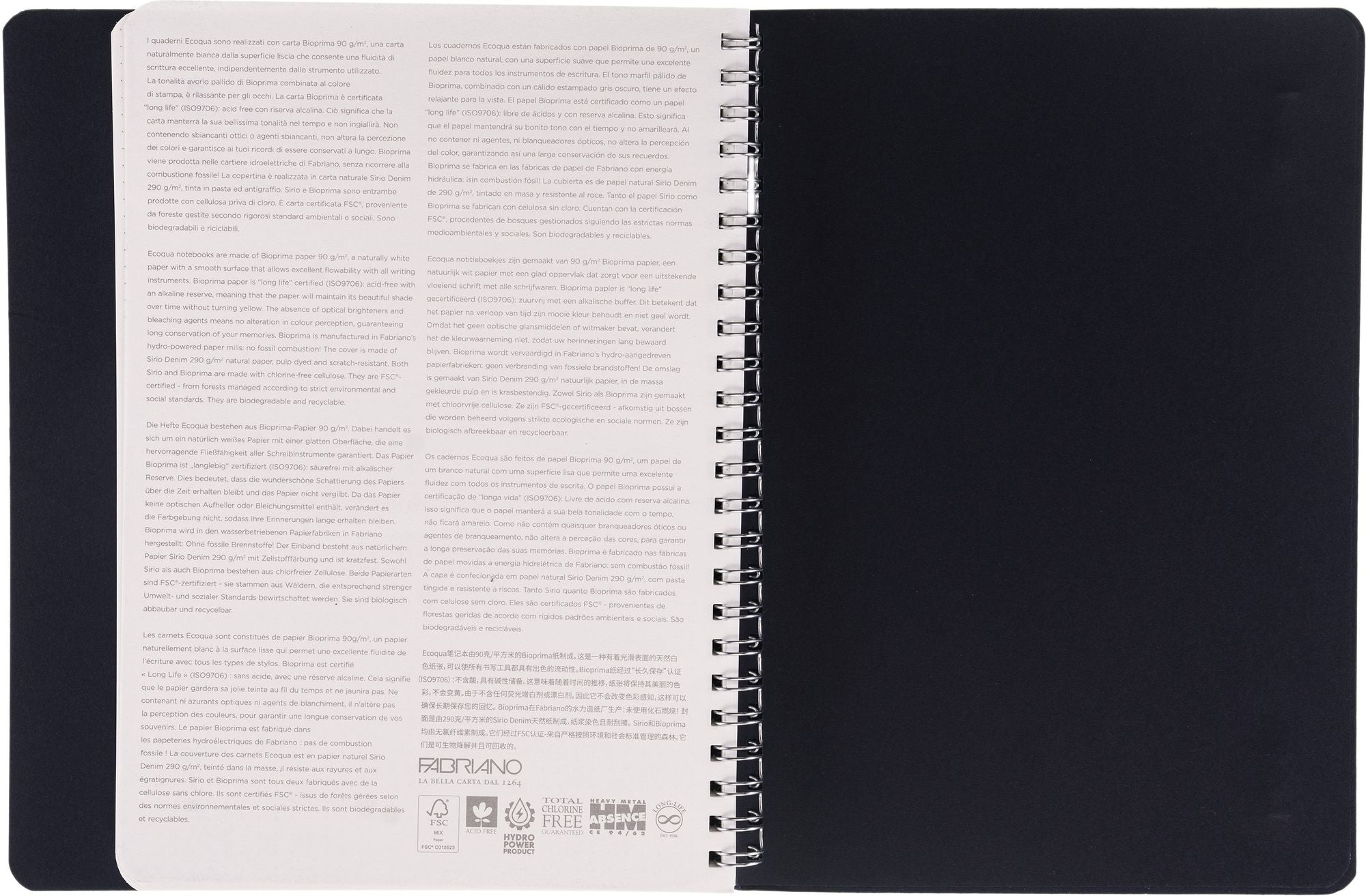 Ecoqua Plus Journal, A5, Hidden Spiral-Bound, Dotted, Navy