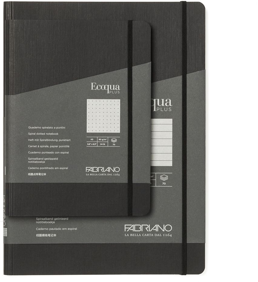 Ecoqua Plus Journal, A5, Hidden Spiral-Bound, Dotted, Navy