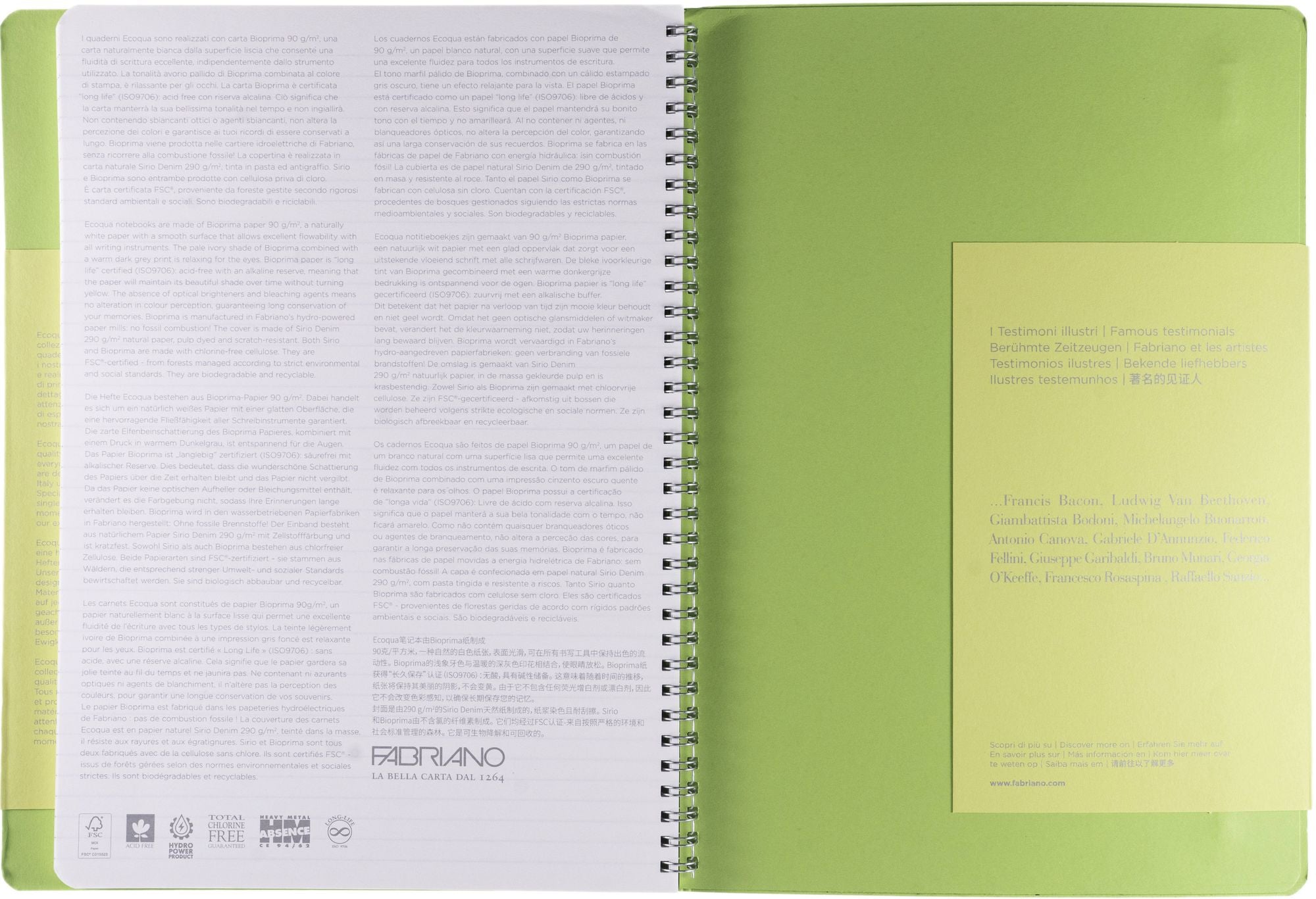 Ecoqua Plus Journal, A4, Hidden Spiral-Bound, Lined, Lime