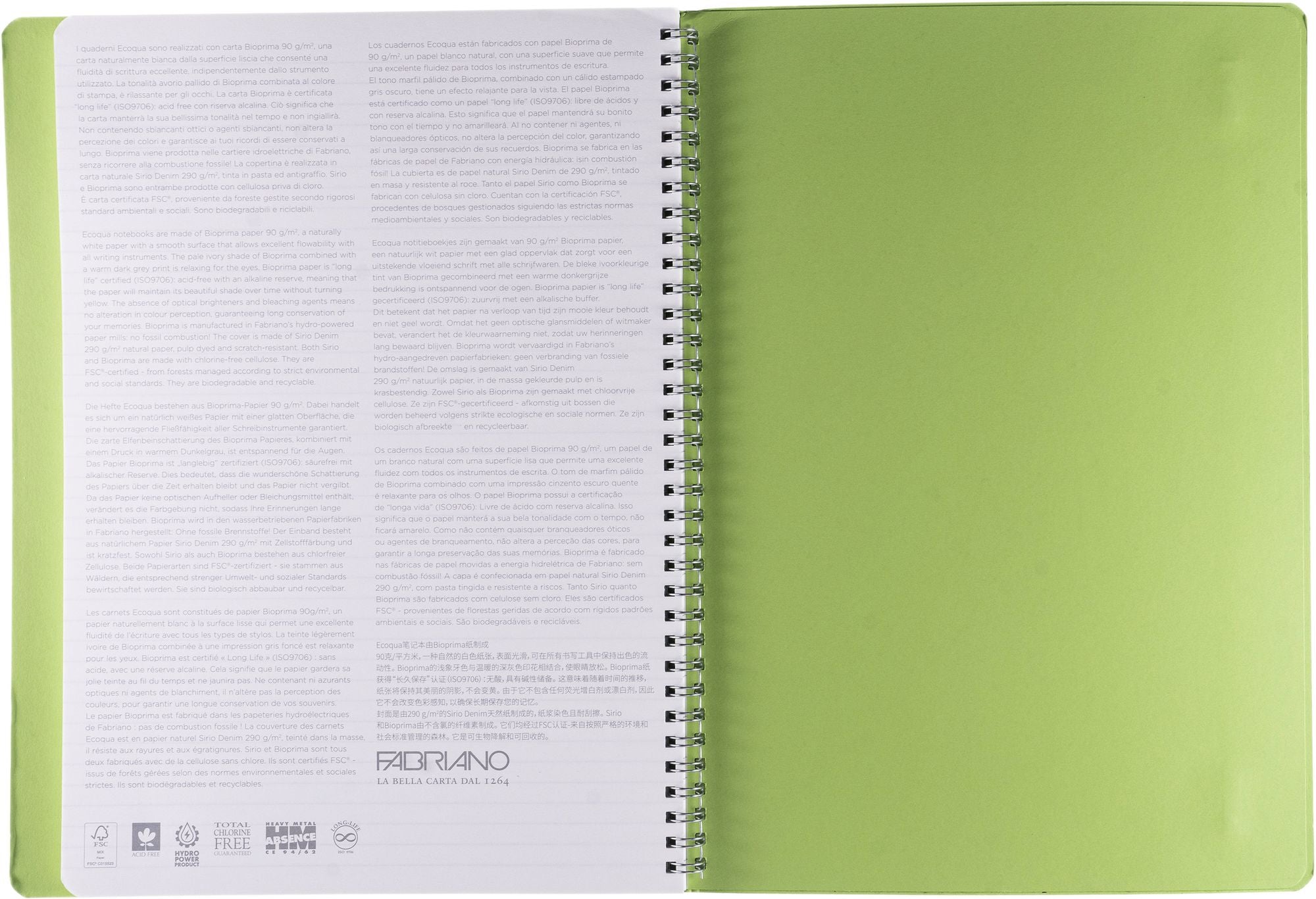 Ecoqua Plus Journal, A4, Hidden Spiral-Bound, Lined, Lime