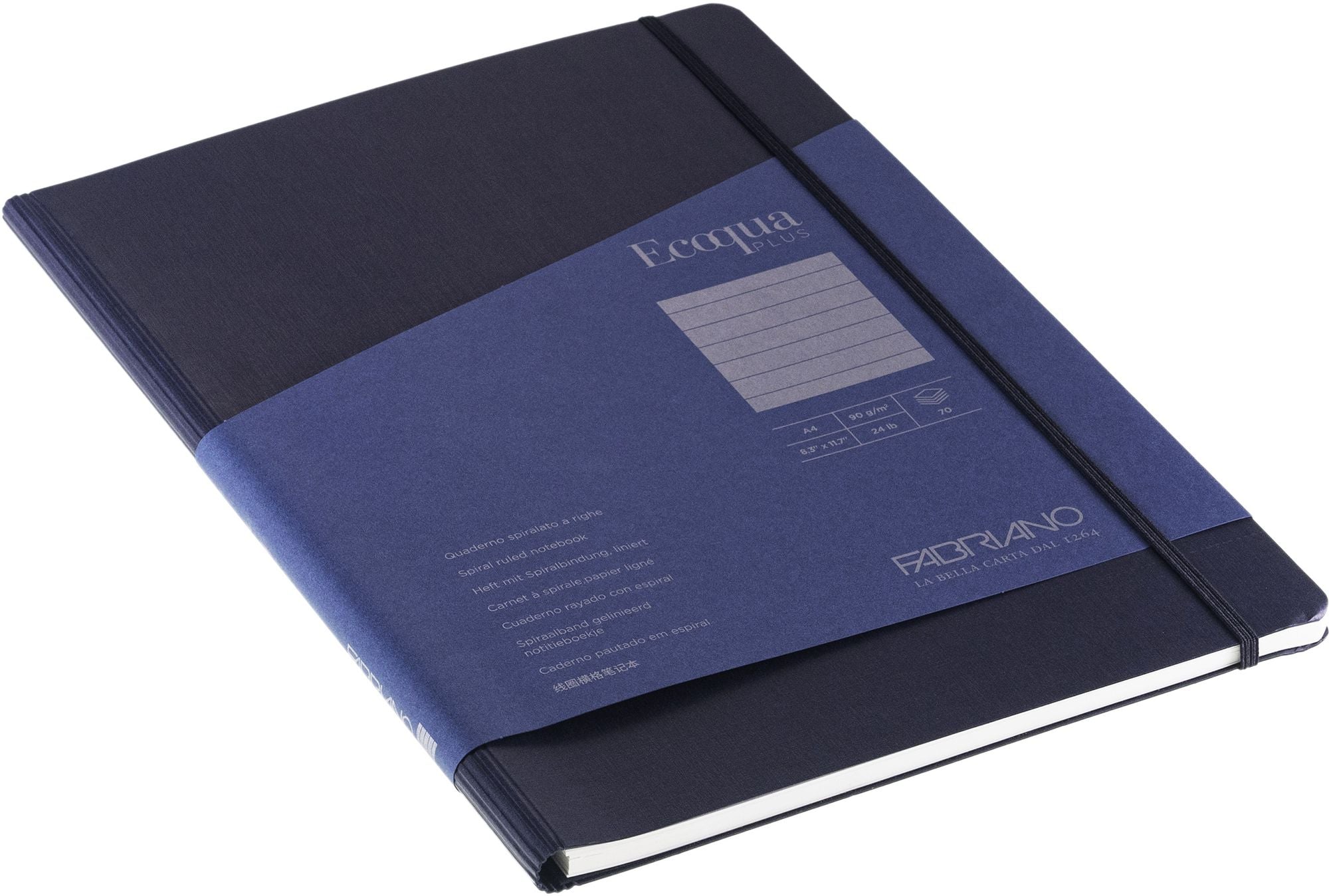 Ecoqua Plus Journal, A4, Hidden Spiral-Bound, Lined, Navy