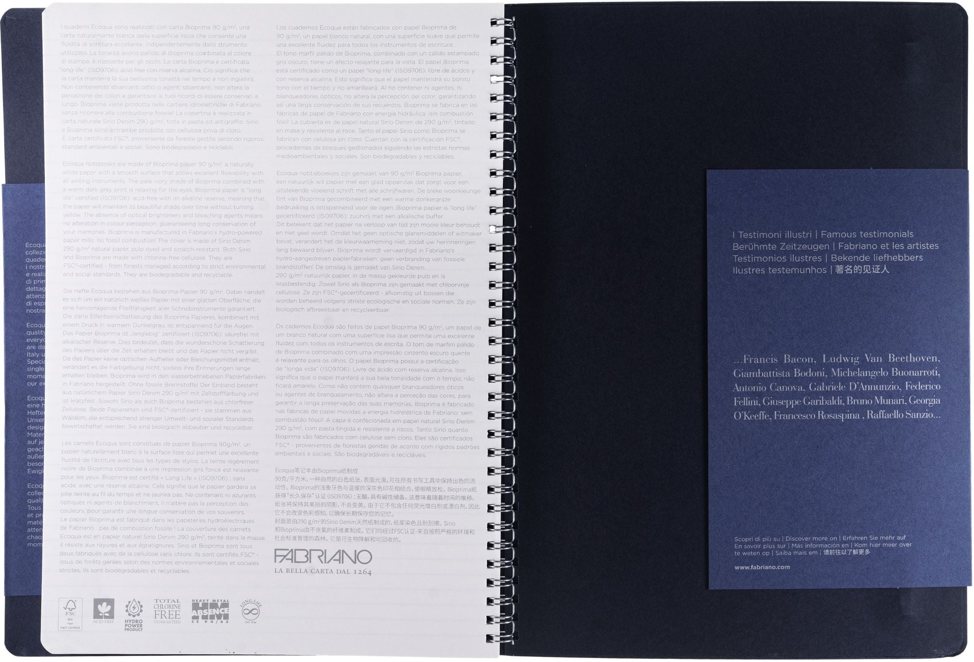Ecoqua Plus Journal, A4, Hidden Spiral-Bound, Lined, Navy
