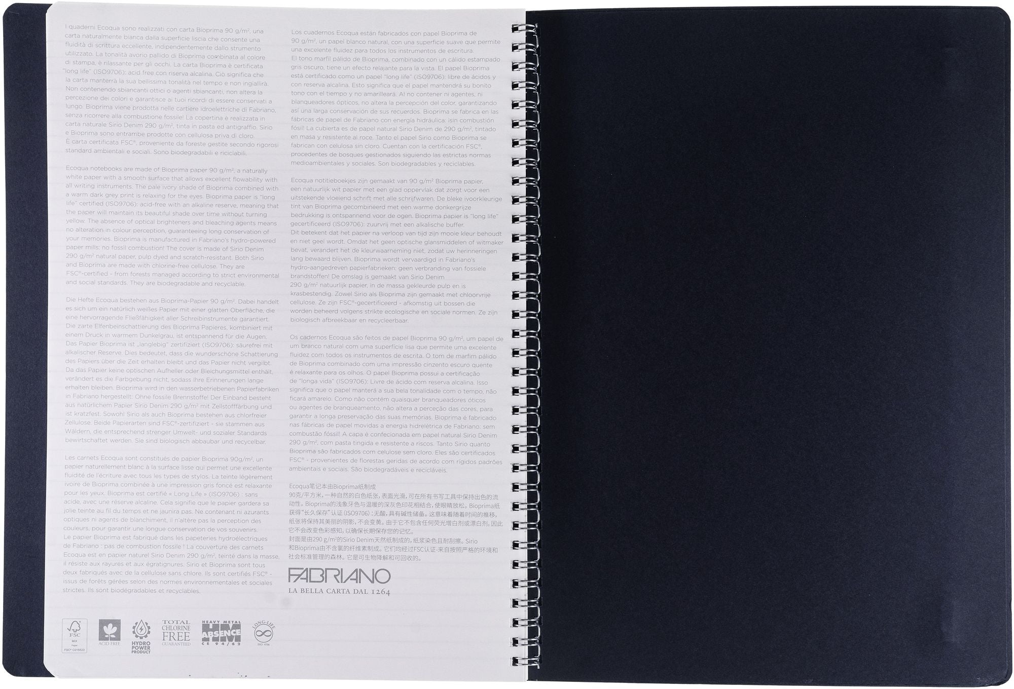 Ecoqua Plus Journal, A4, Hidden Spiral-Bound, Lined, Navy