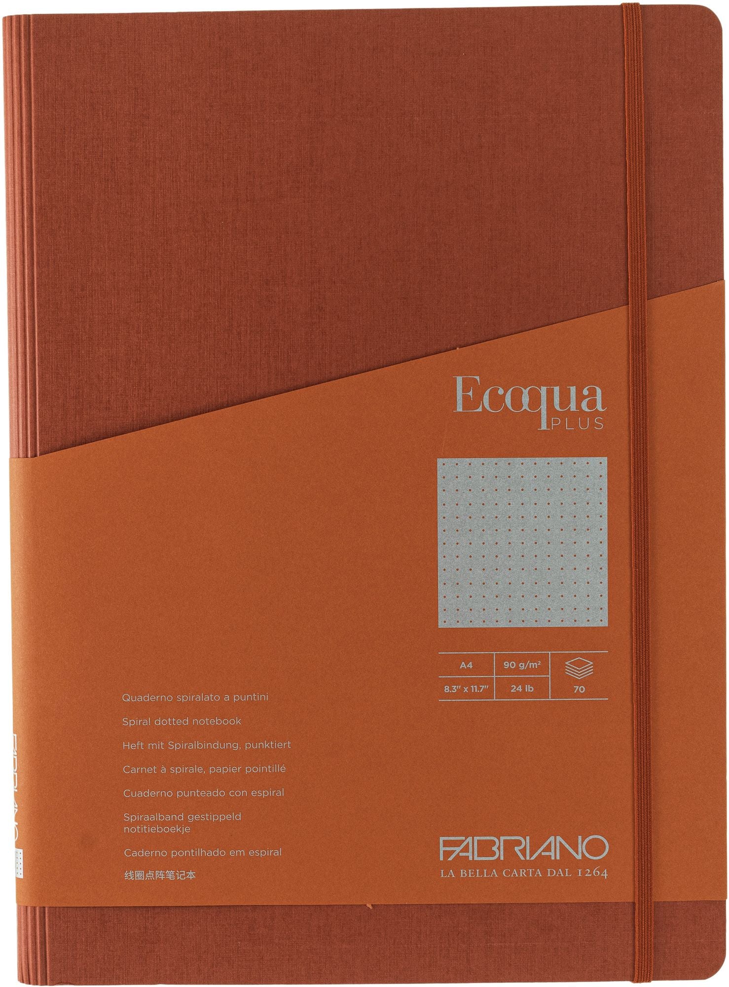 Ecoqua Plus Journal, A4, Hidden Spiral-Bound, Dotted, Red